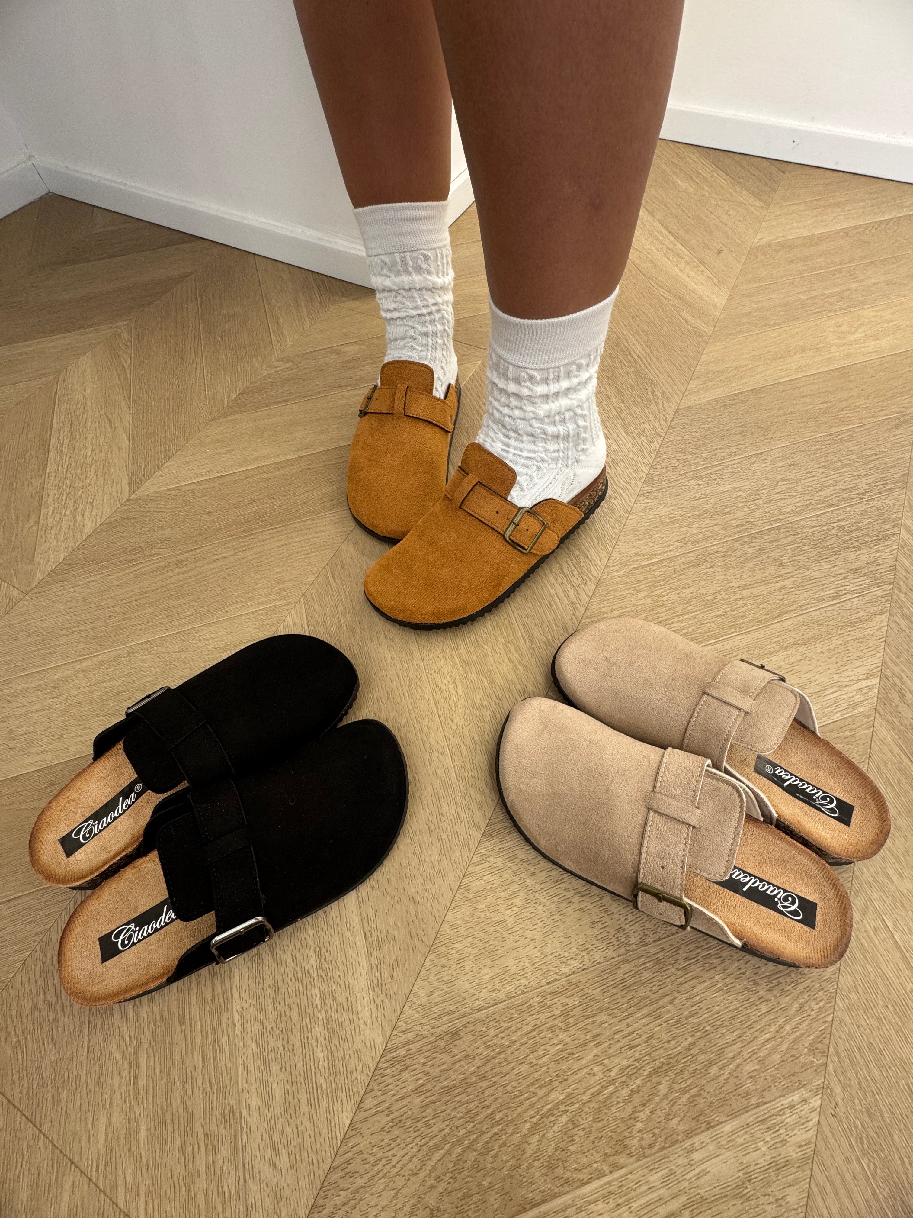 Ciabatta India camel con fibbia