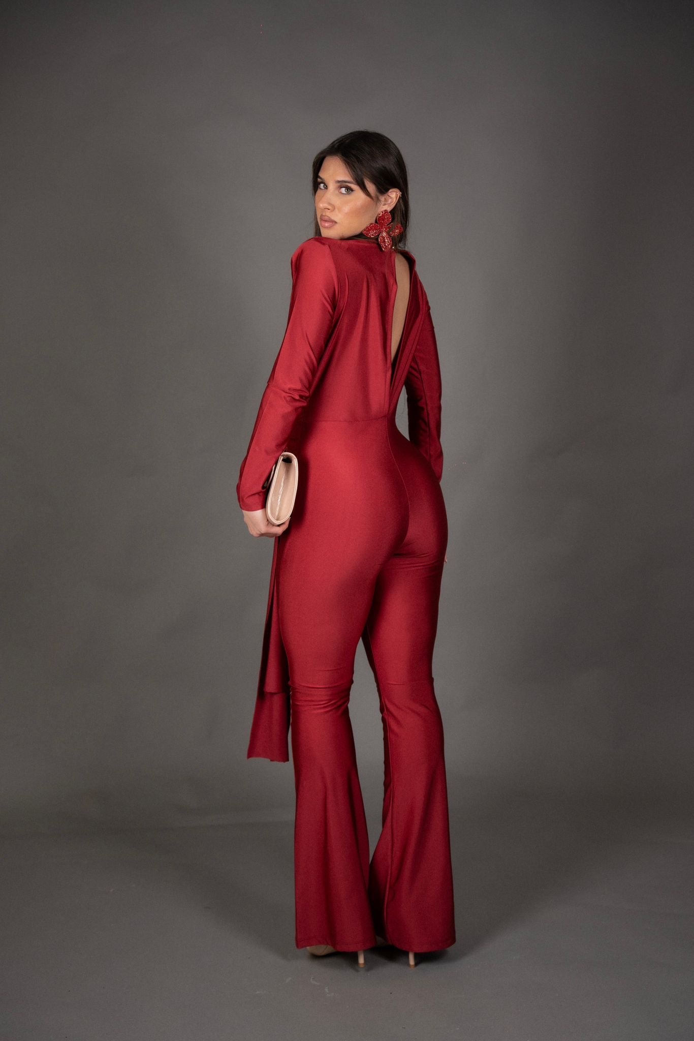 Orecchini grandi Fiore bordeaux