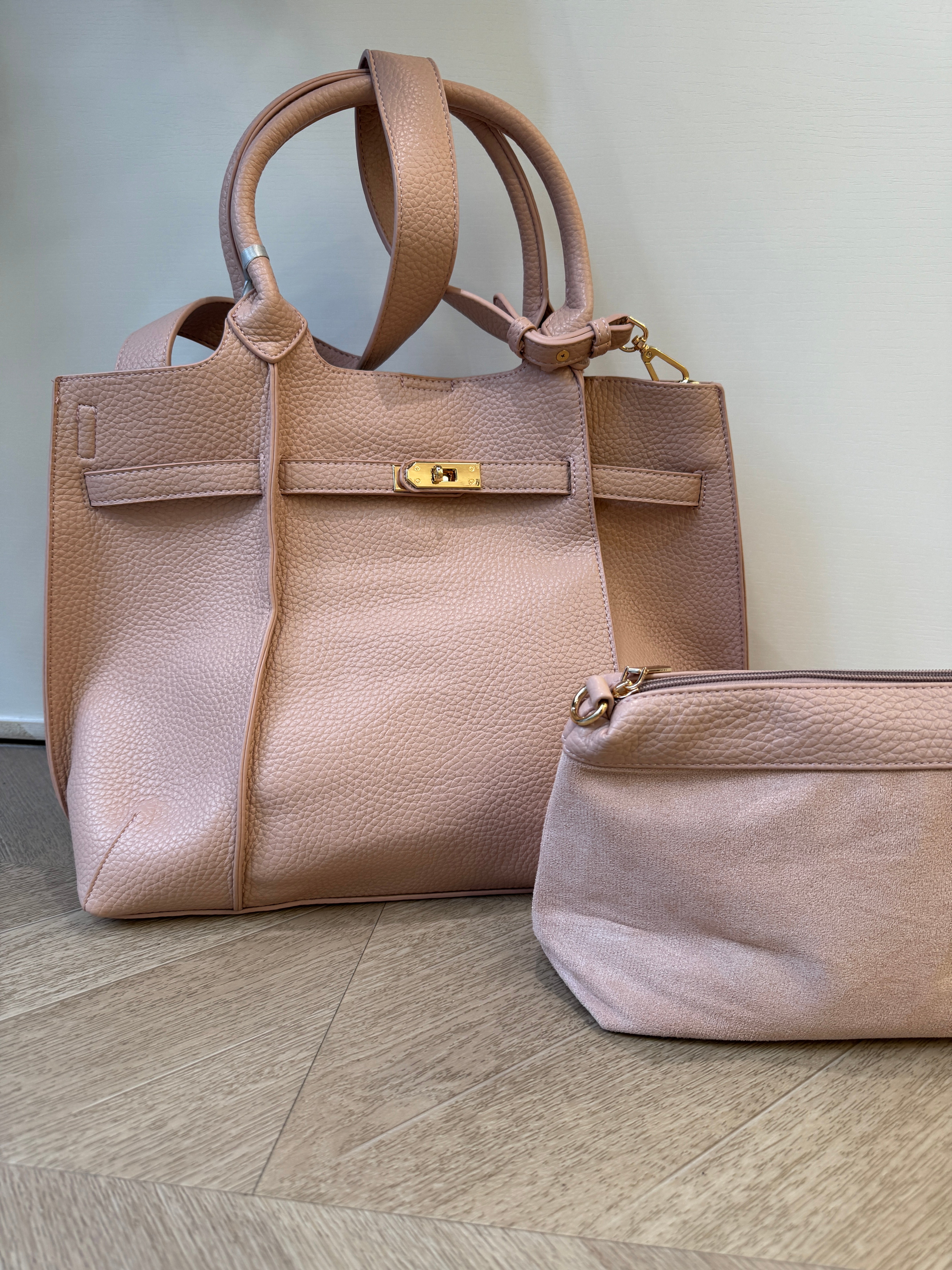Maxi borsa Carmela cipria con pochette