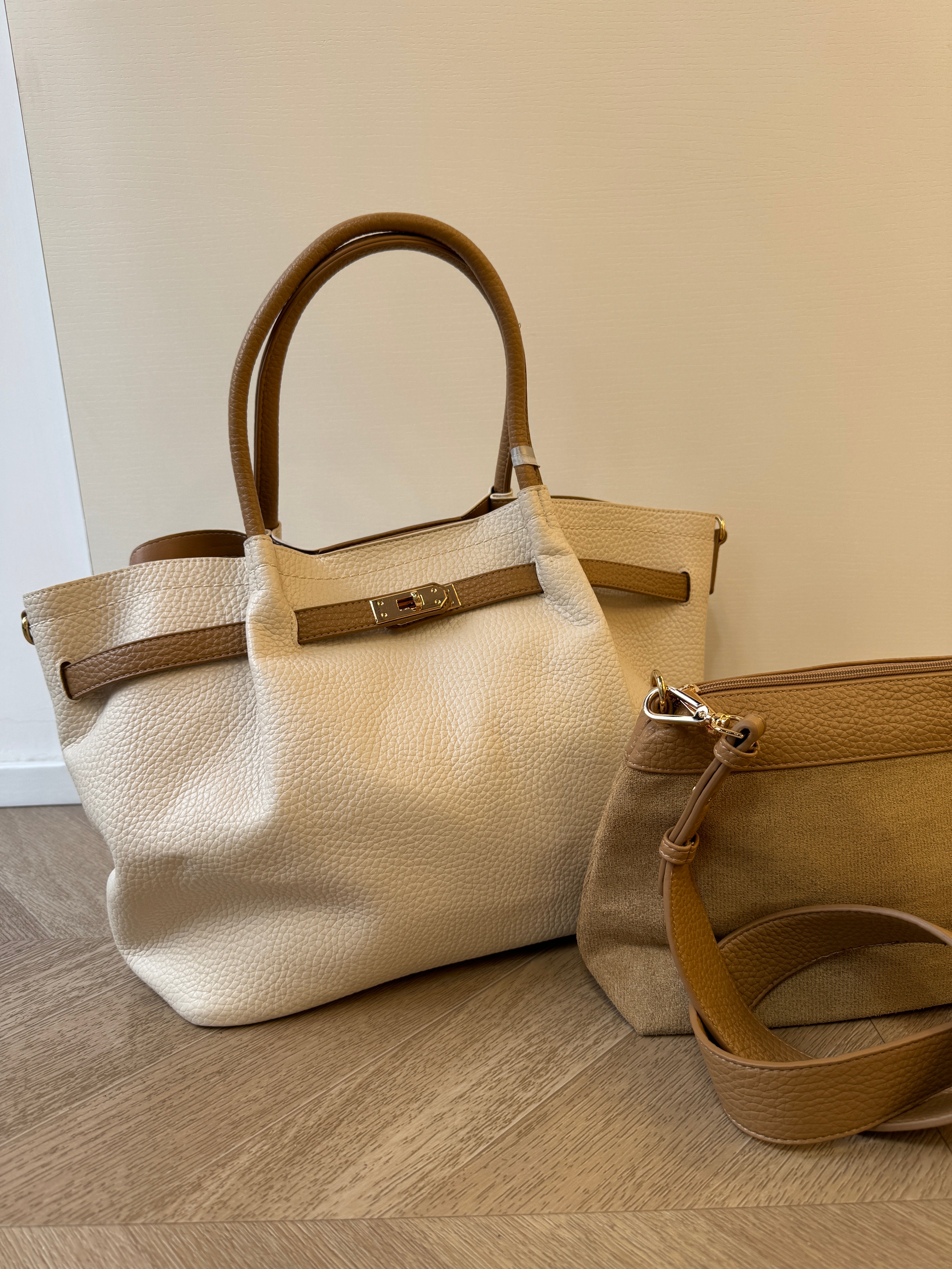 Maxi borsa Carmela burro con pochette