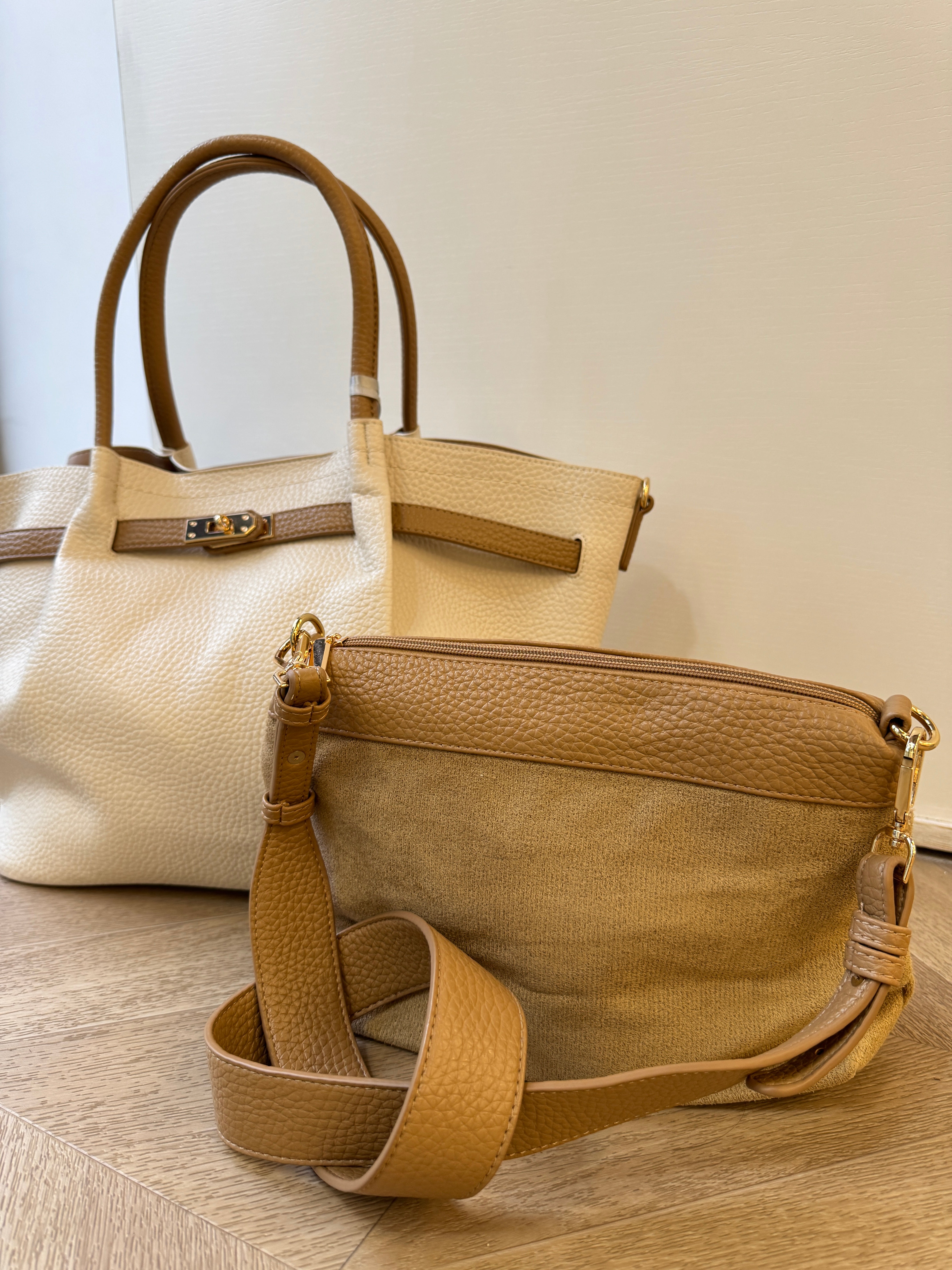 Maxi borsa Carmela burro con pochette