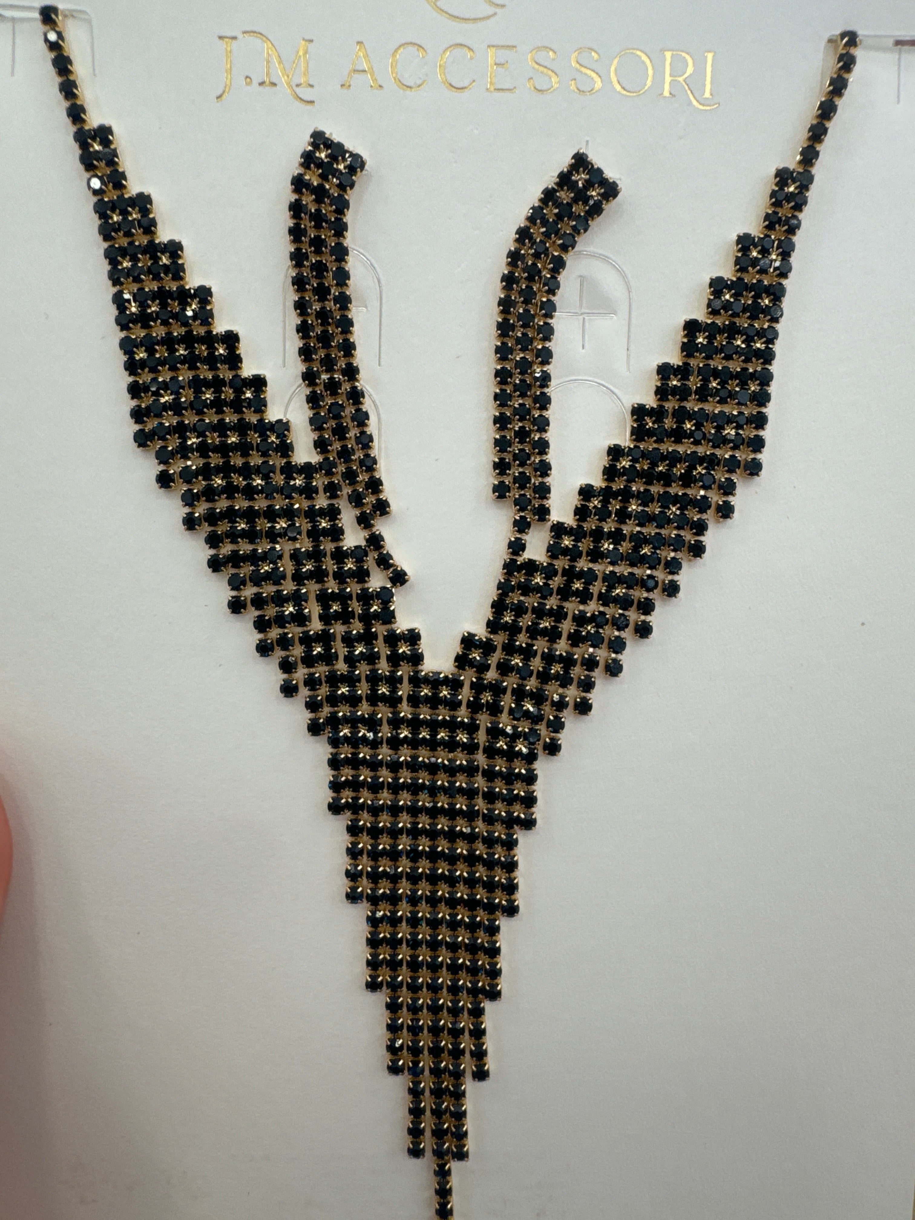 Set collana e orecchini pendenti neri