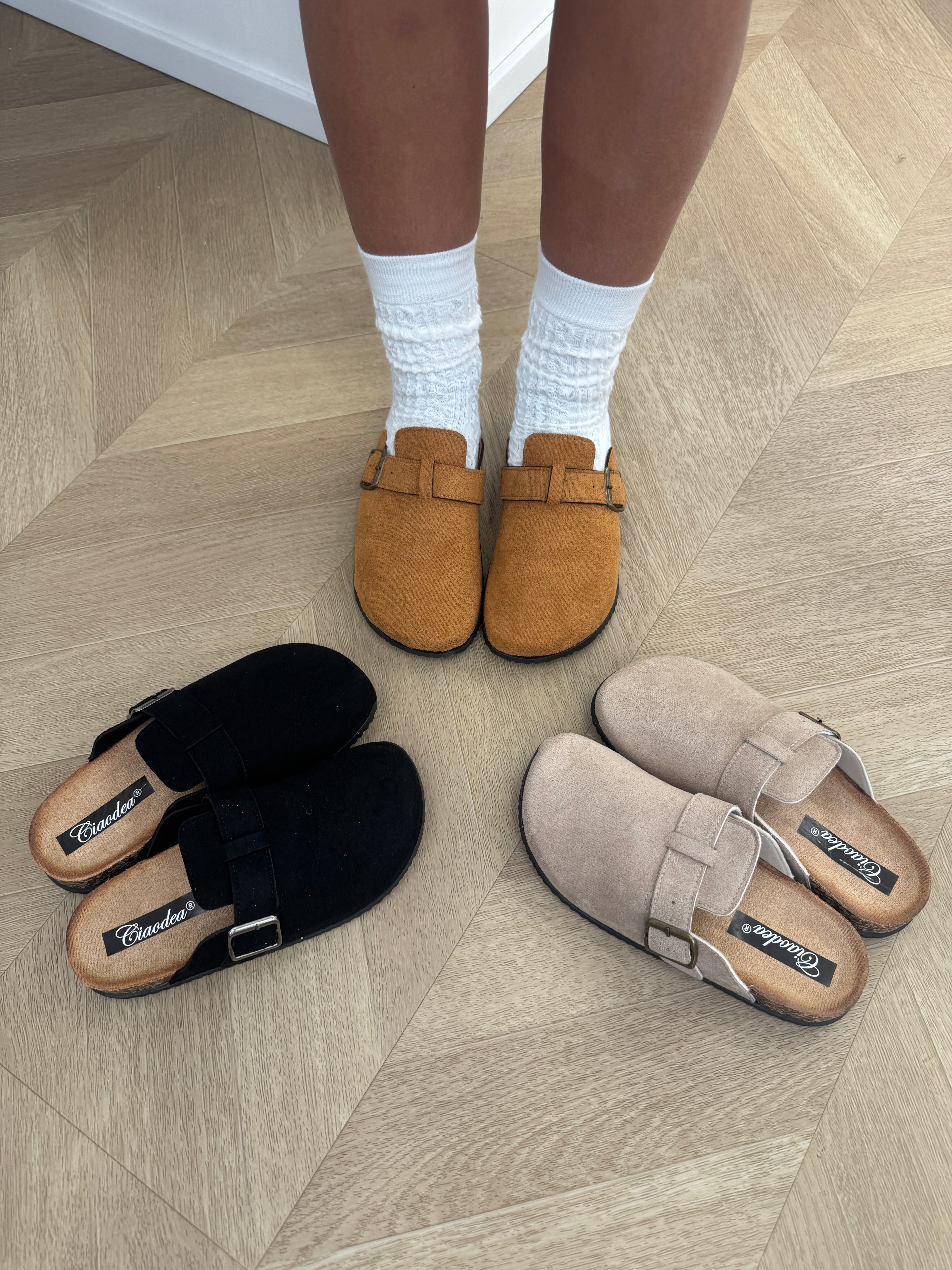 Ciabatta India camel con fibbia