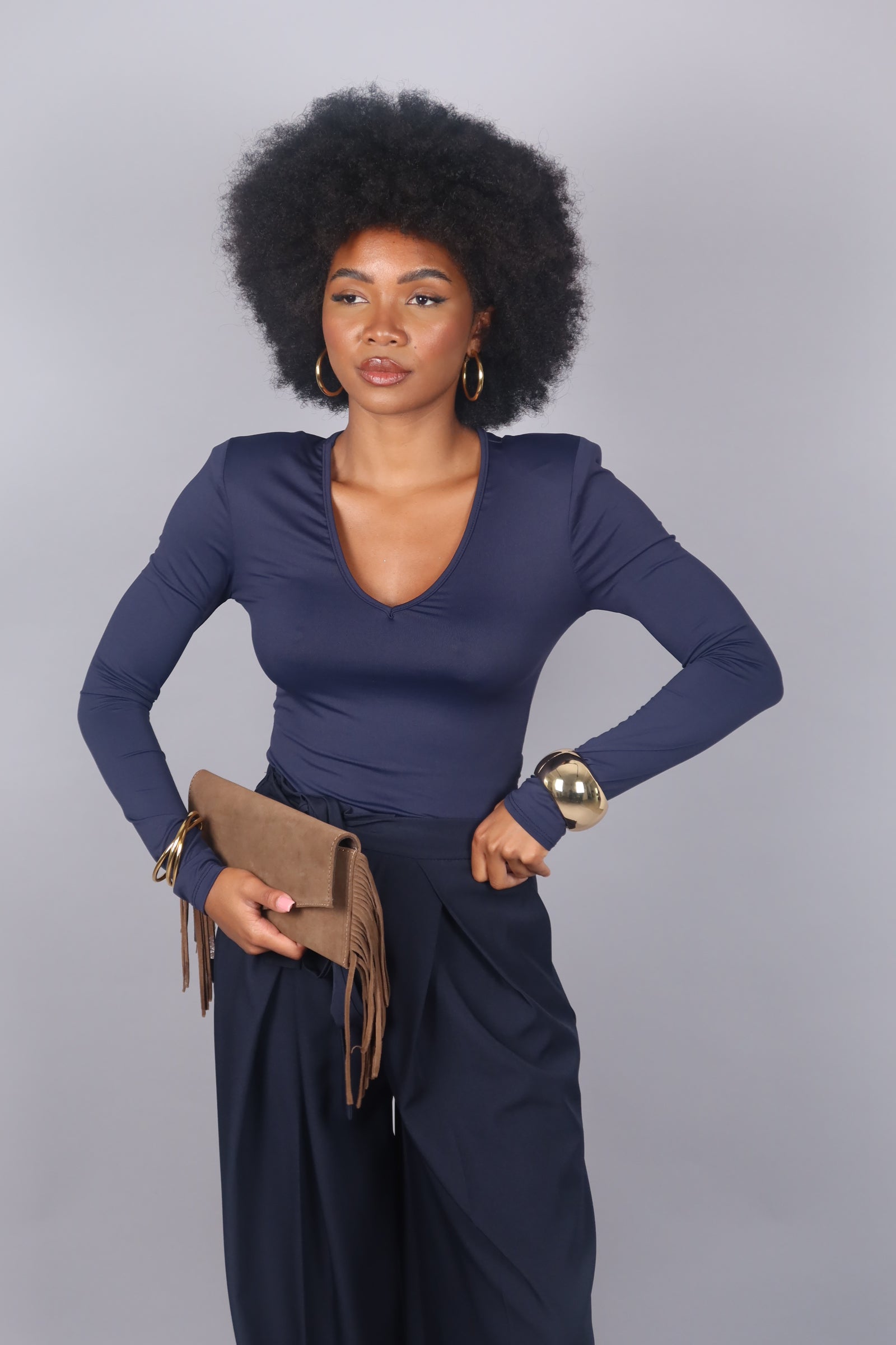 Pochette frange brown