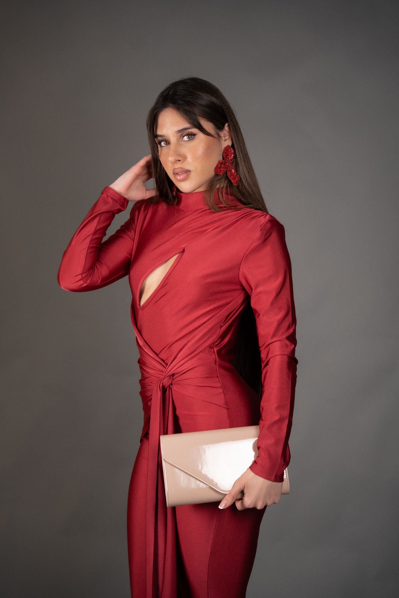 Orecchini grandi Fiore bordeaux