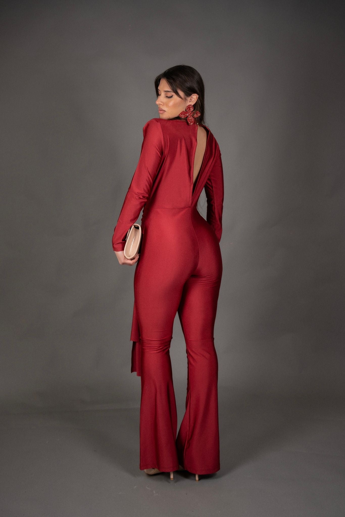 Orecchini grandi Fiore bordeaux