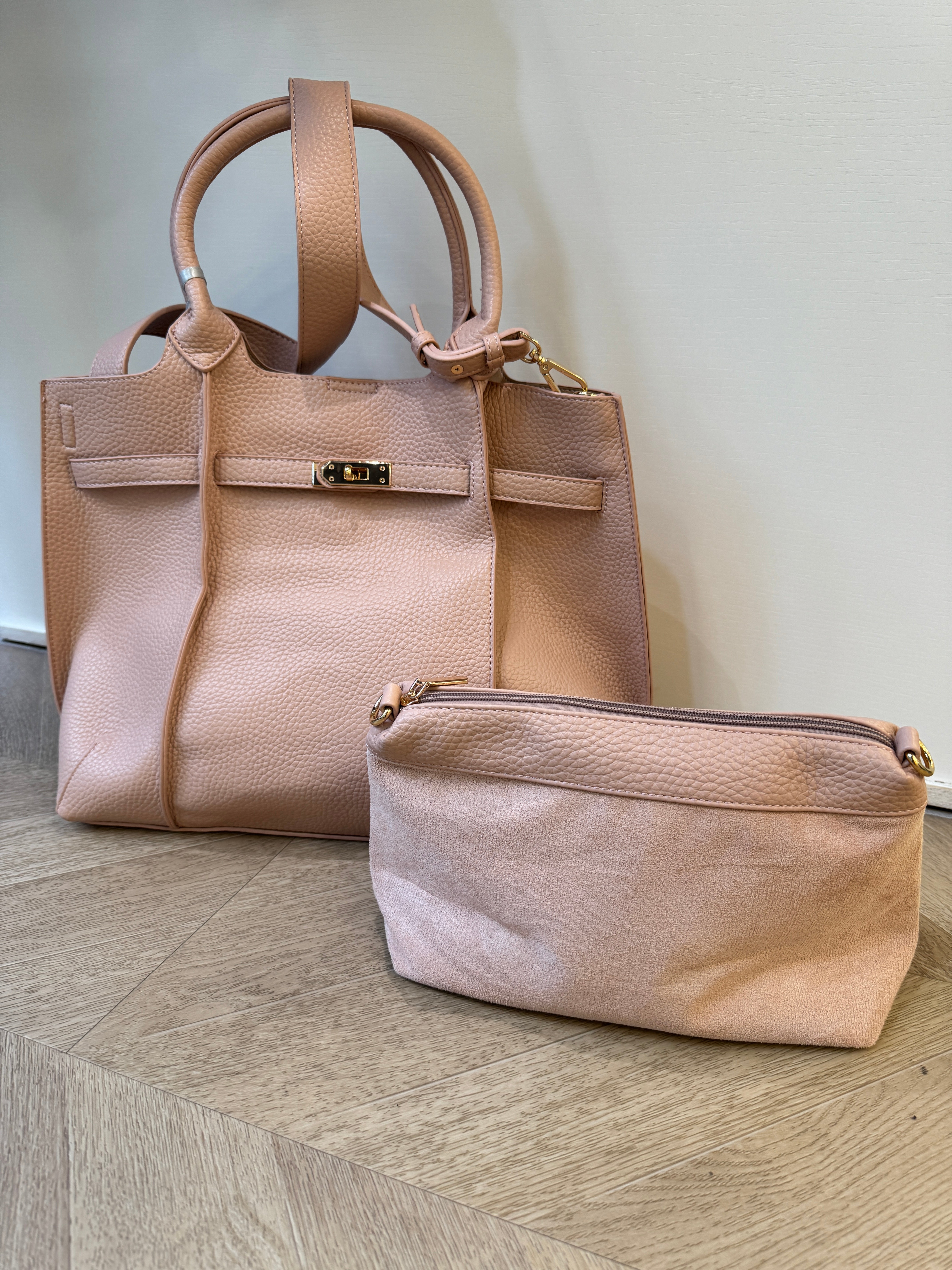 Maxi borsa Carmela cipria con pochette