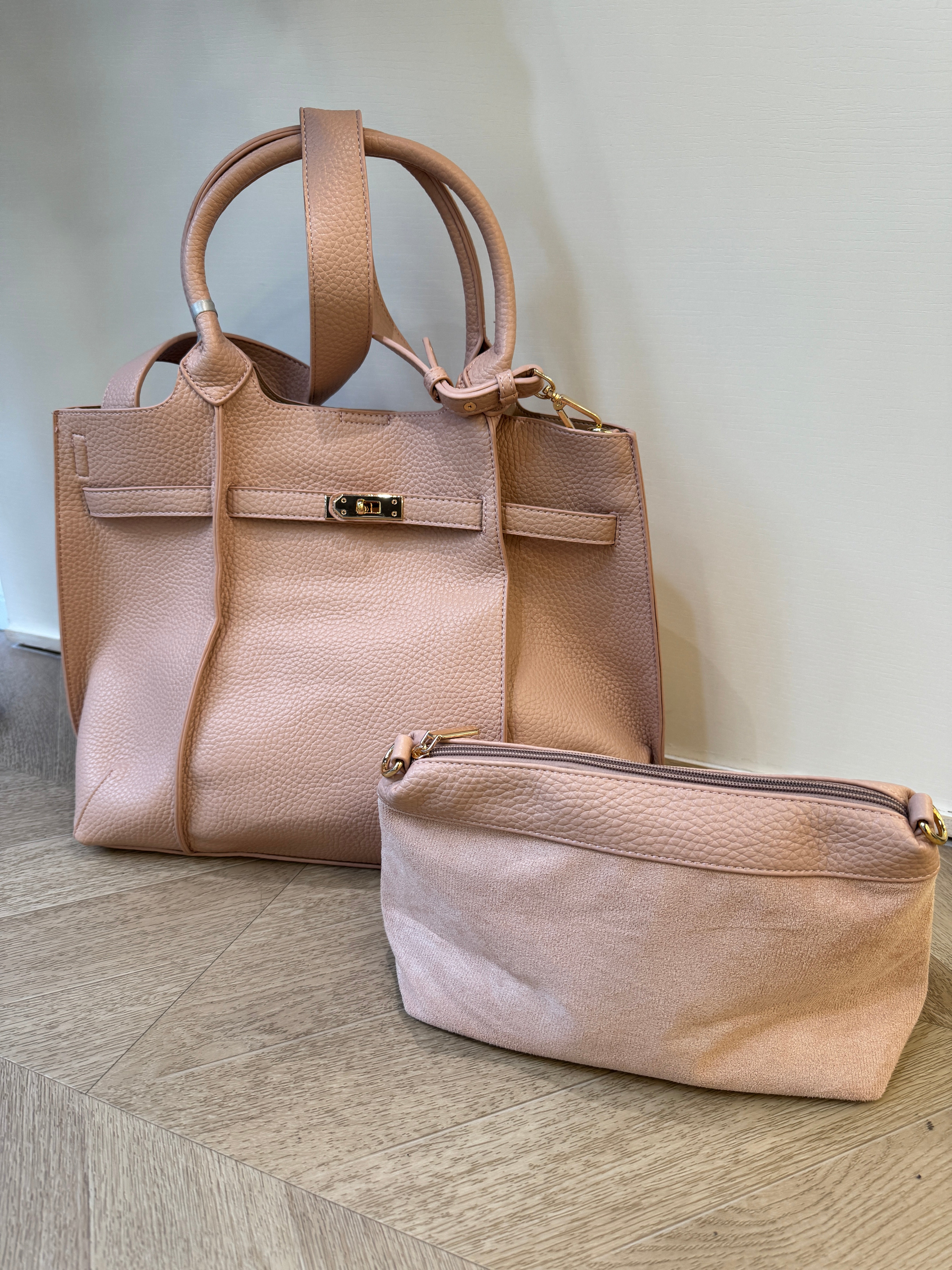 Maxi borsa Carmela cipria con pochette