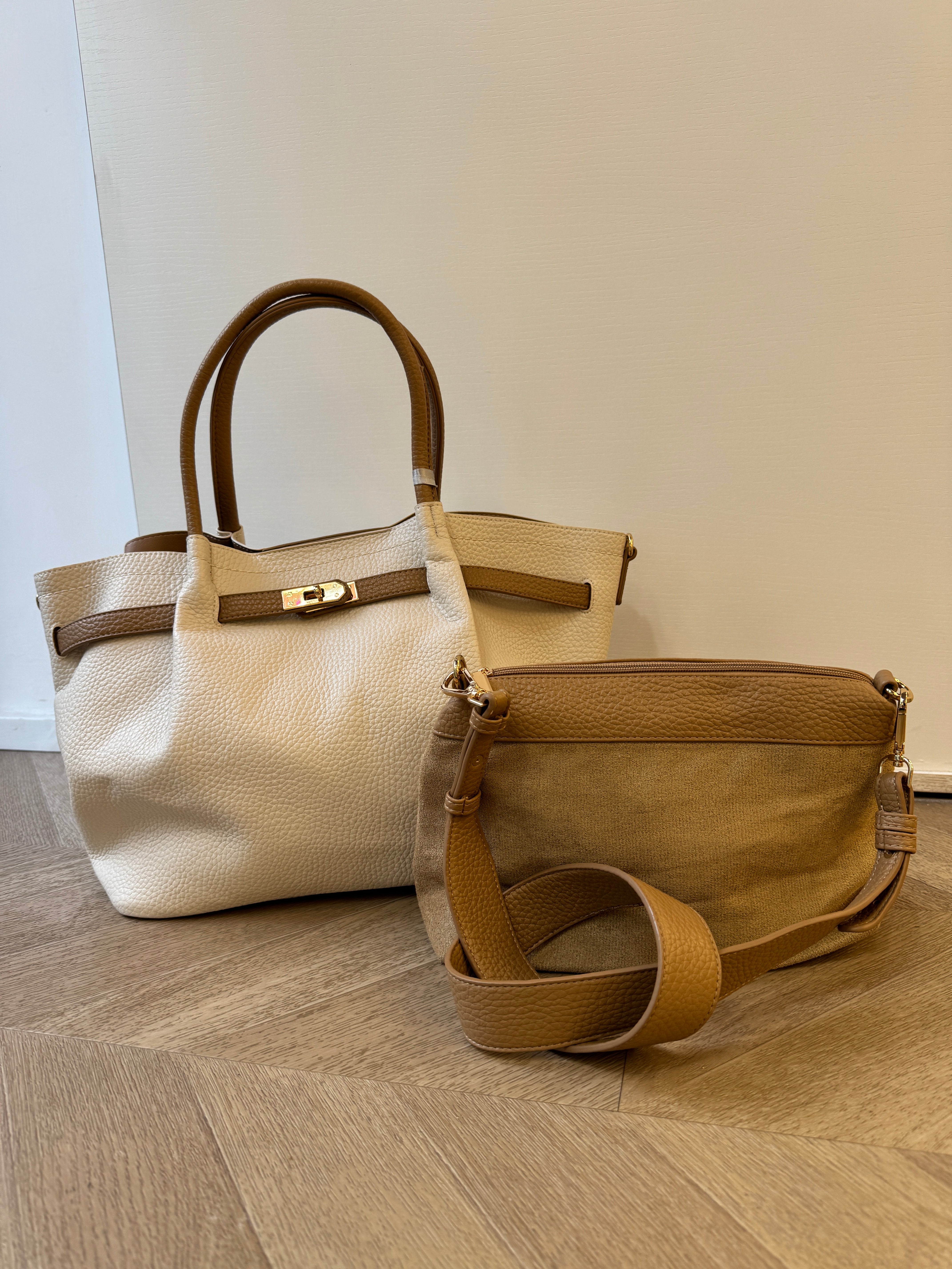 Maxi borsa Carmela burro con pochette