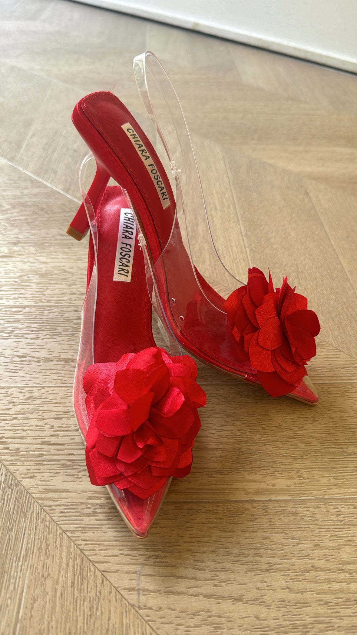 Décolleté flowers rosso