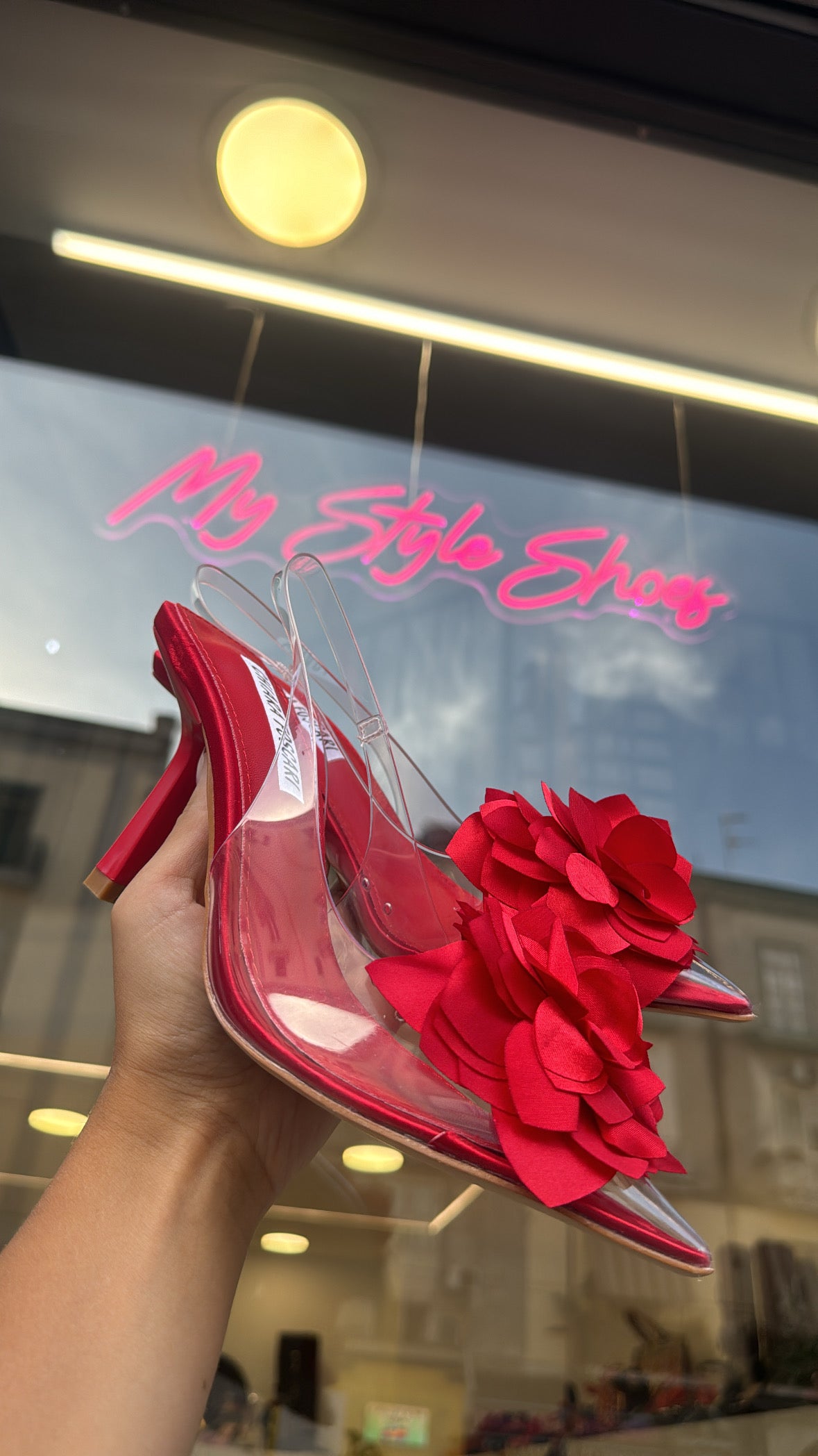 Décolleté flowers rosso