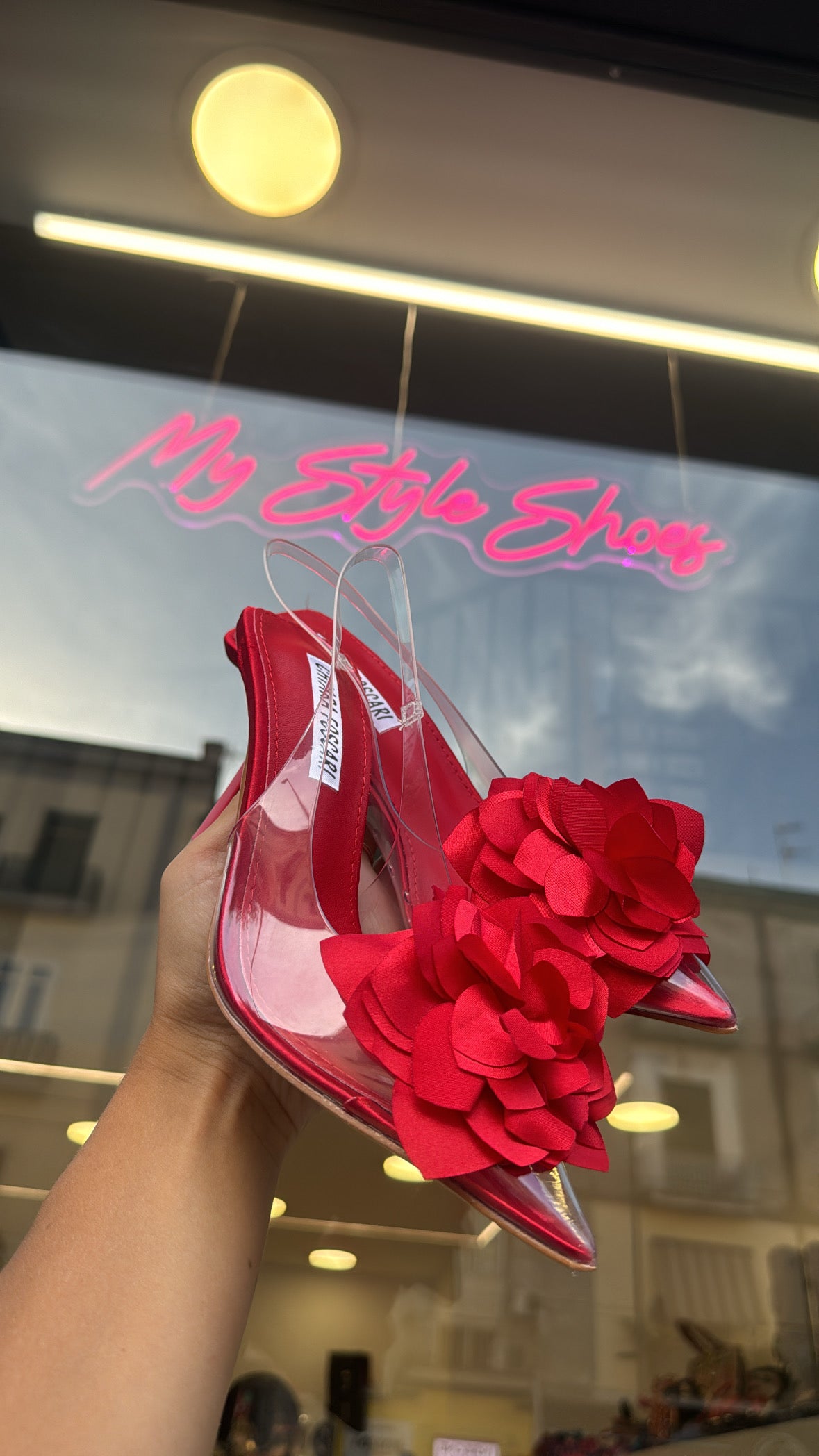 Décolleté flowers rosso