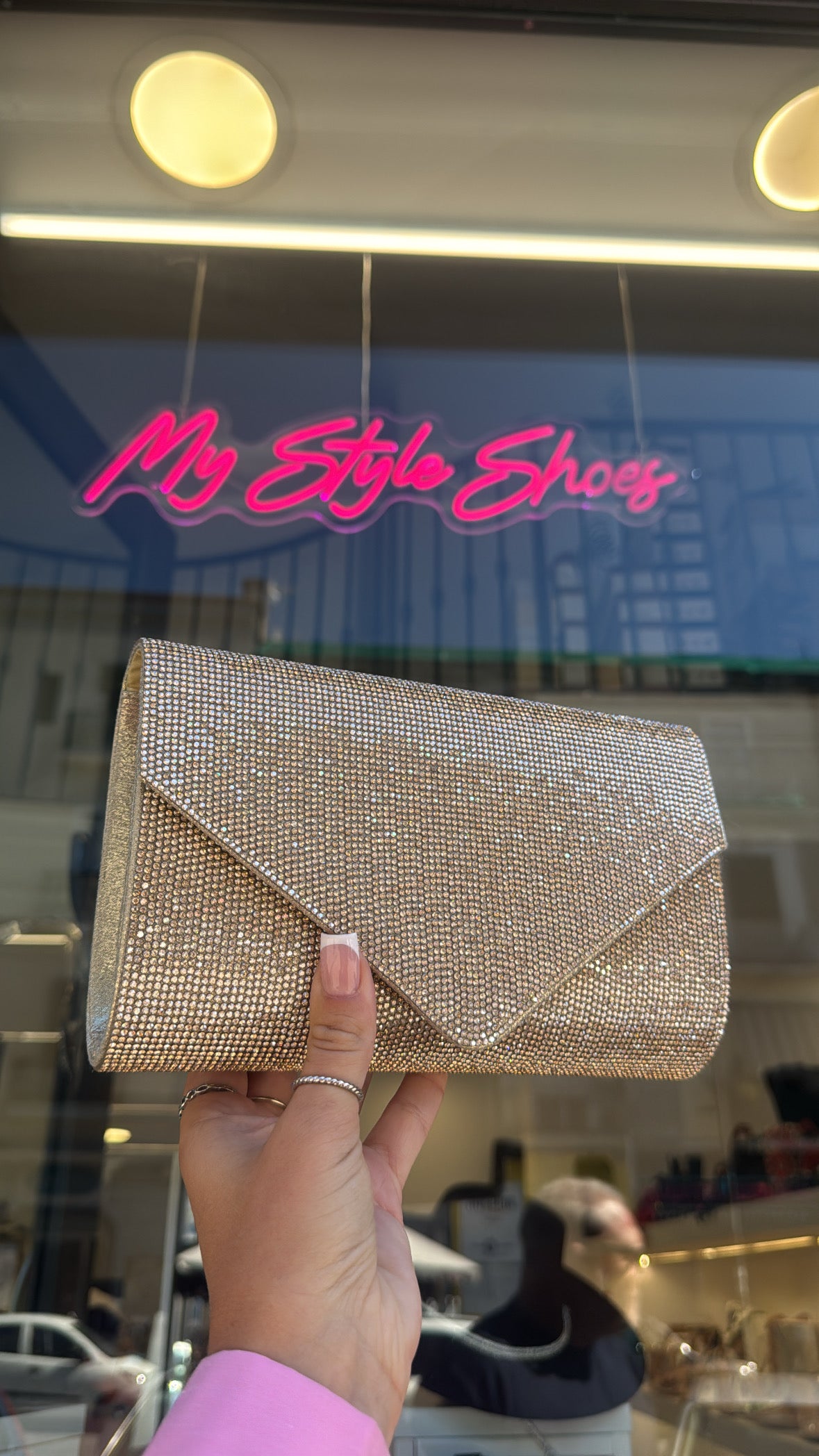 Pochette vegas brillantinata oro