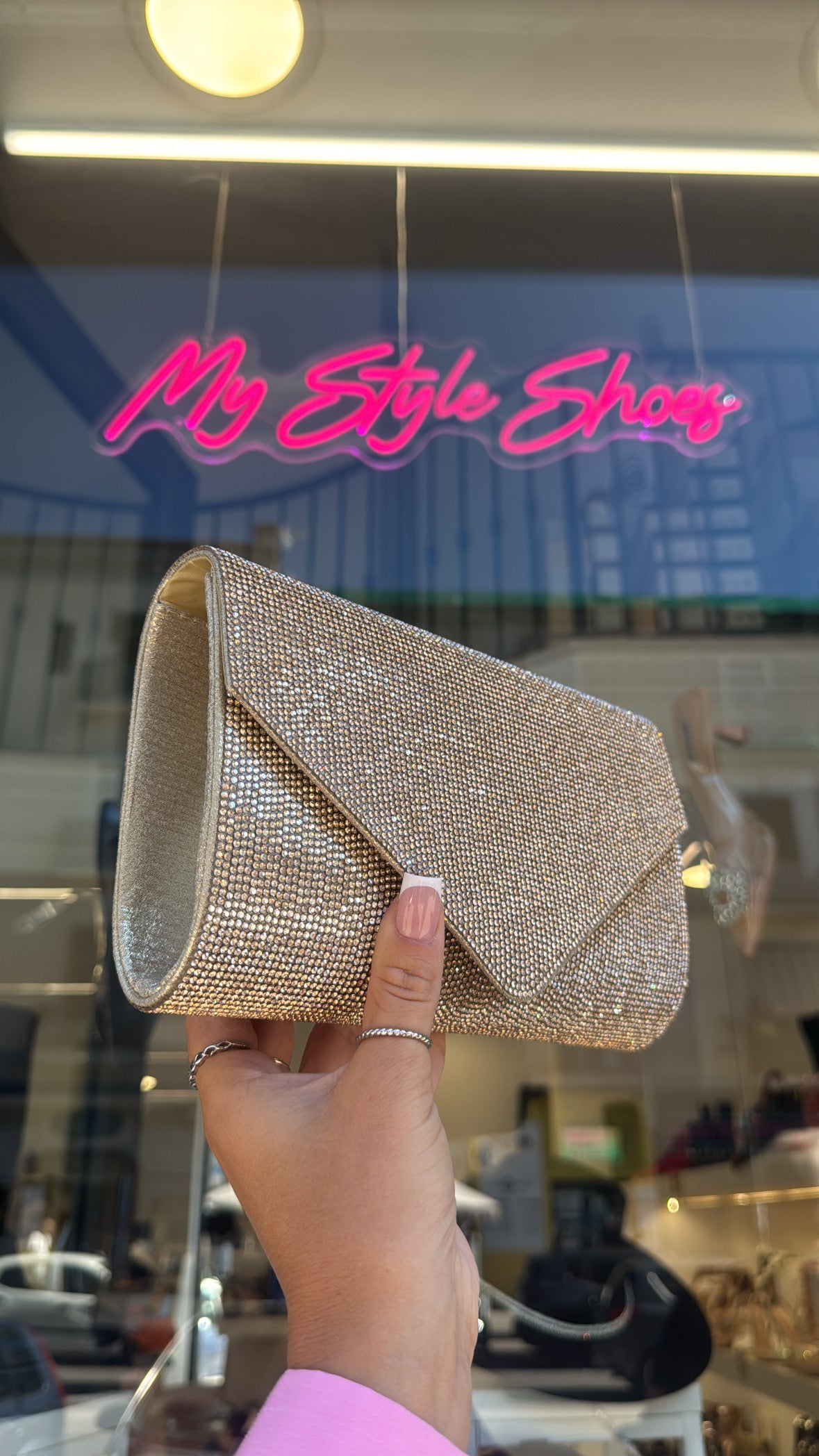 Pochette vegas brillantinata oro