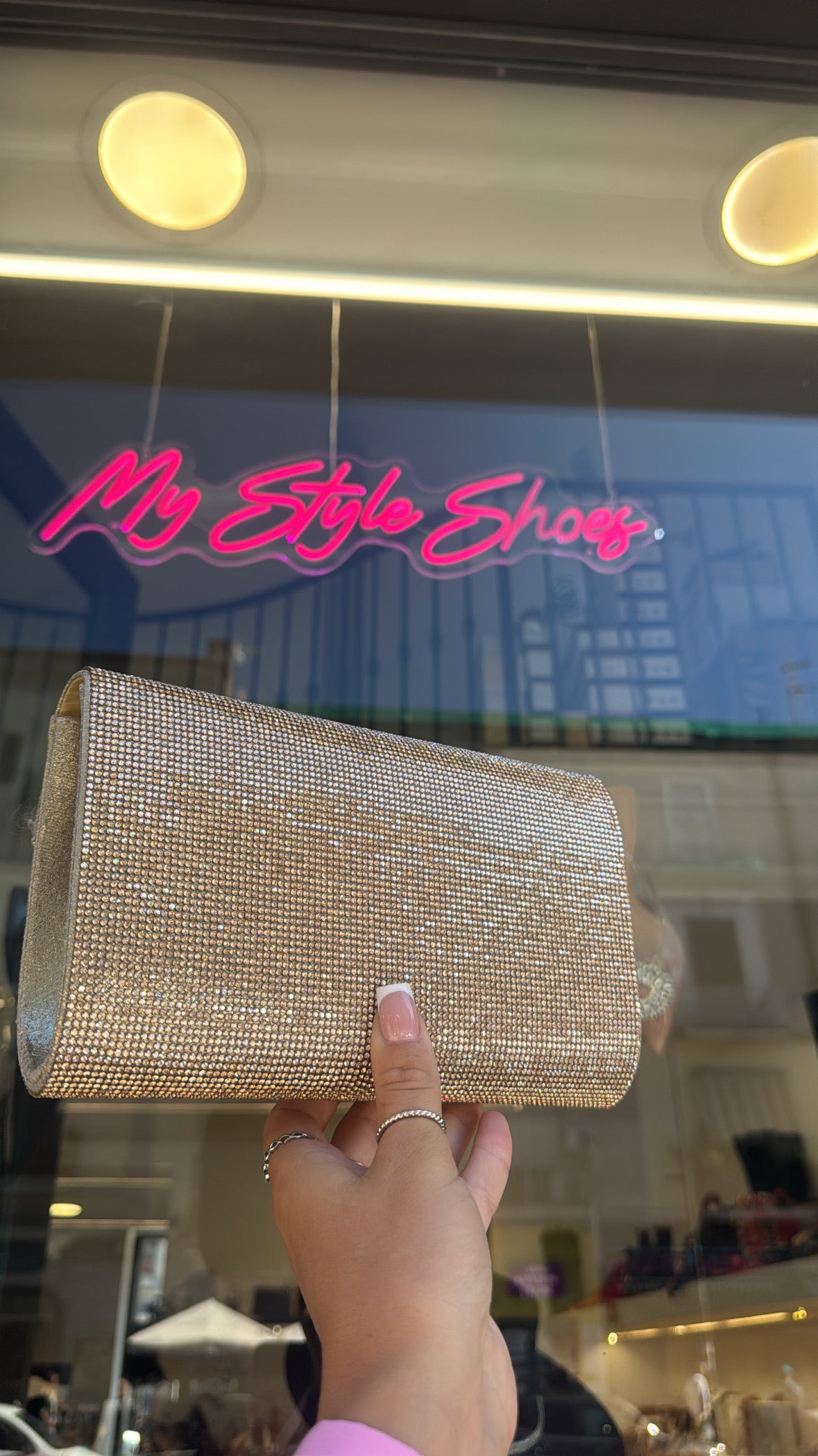 Pochette vegas brillantinata oro