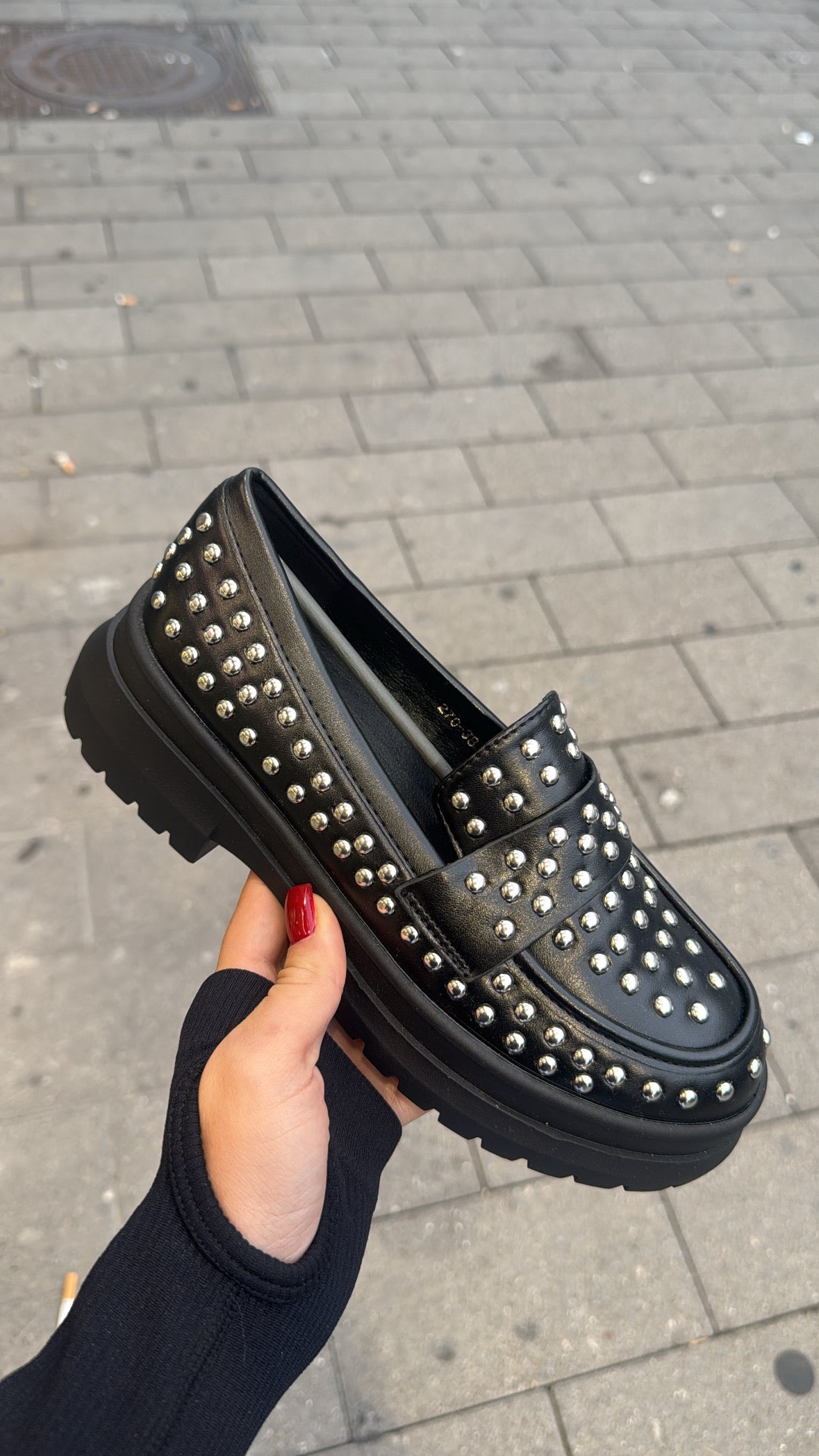 Mocassini con borchie nero