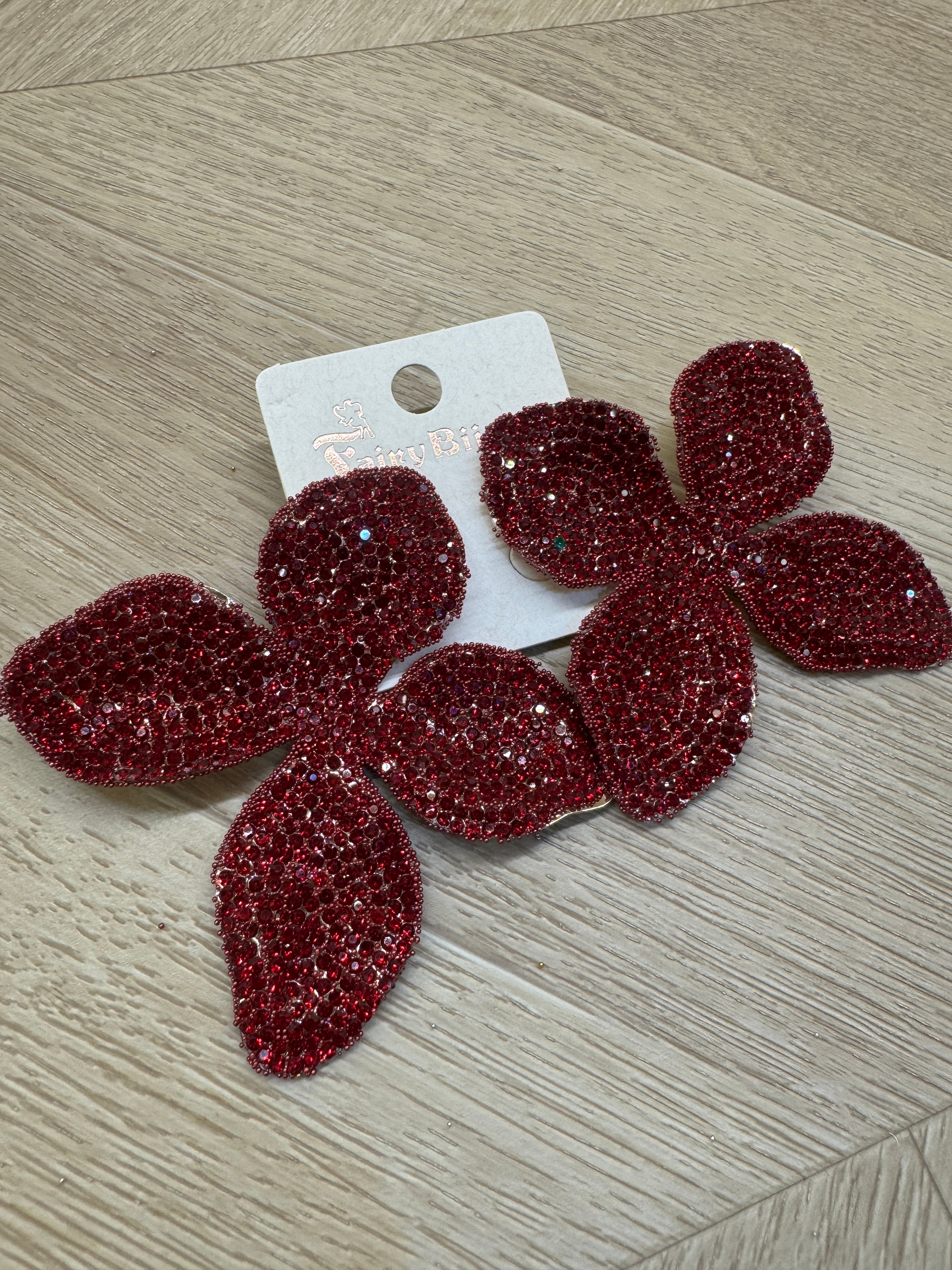 Orecchini grandi Fiore bordeaux