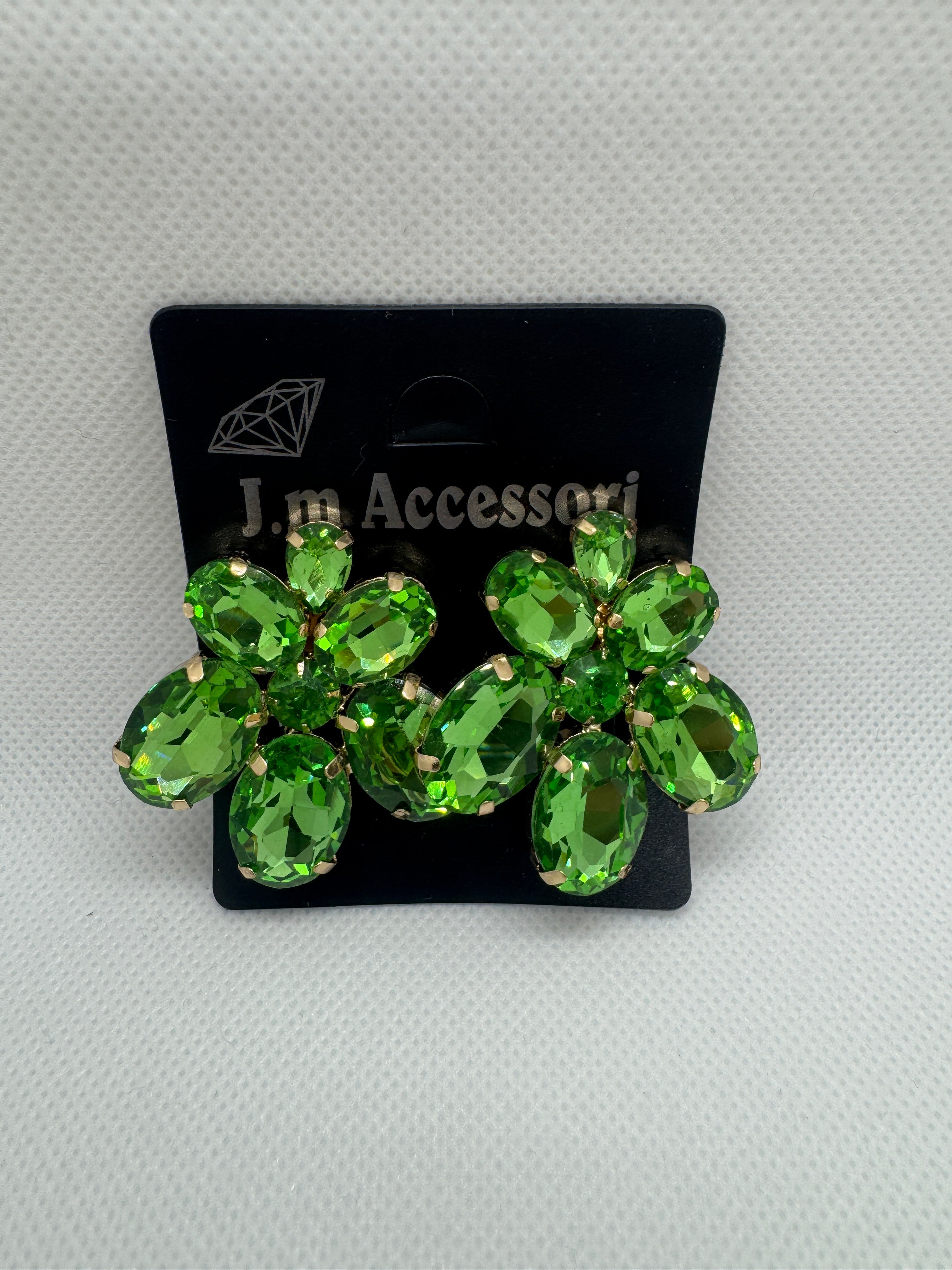 Orecchini a clip fiore verde