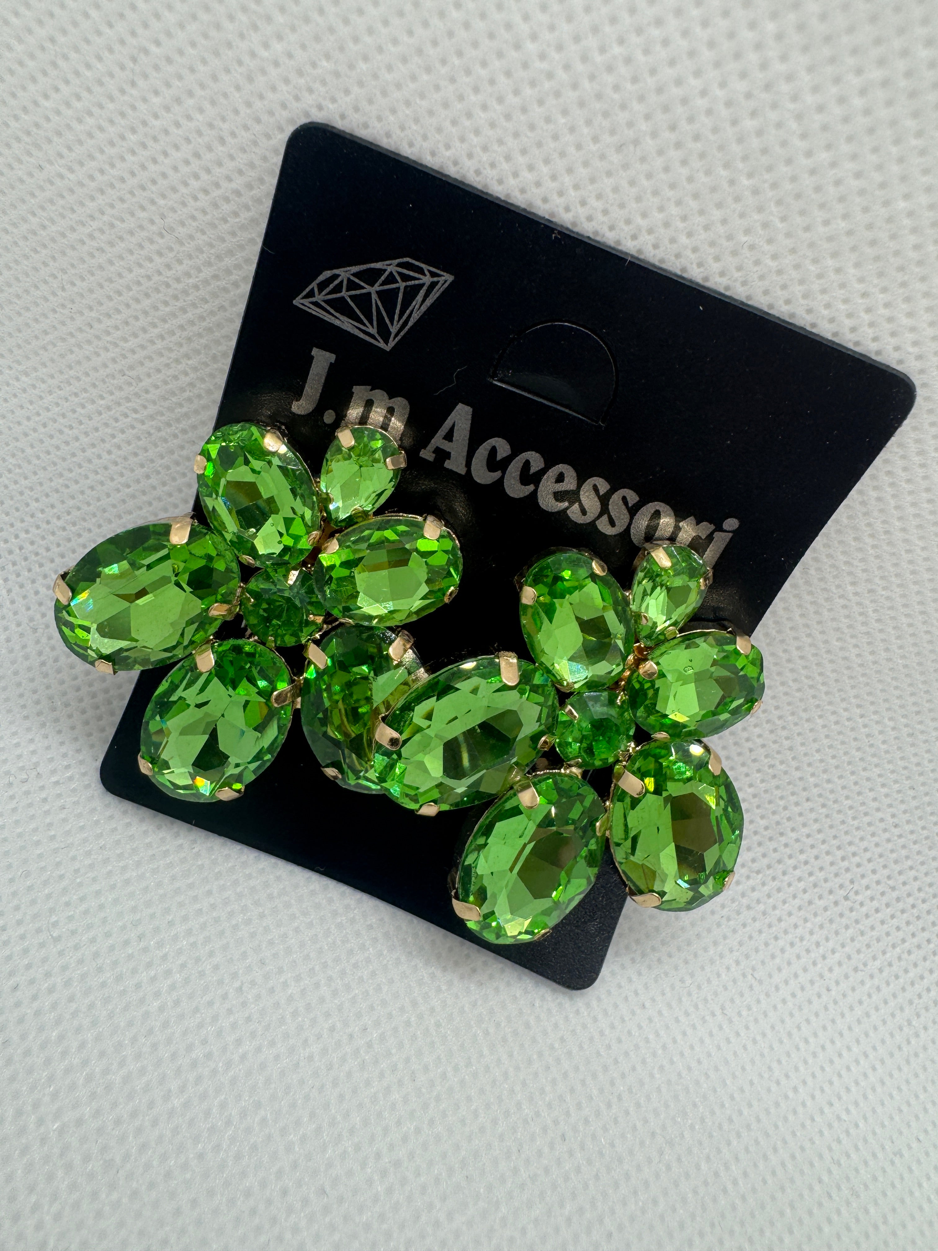 Orecchini a clip fiore verde