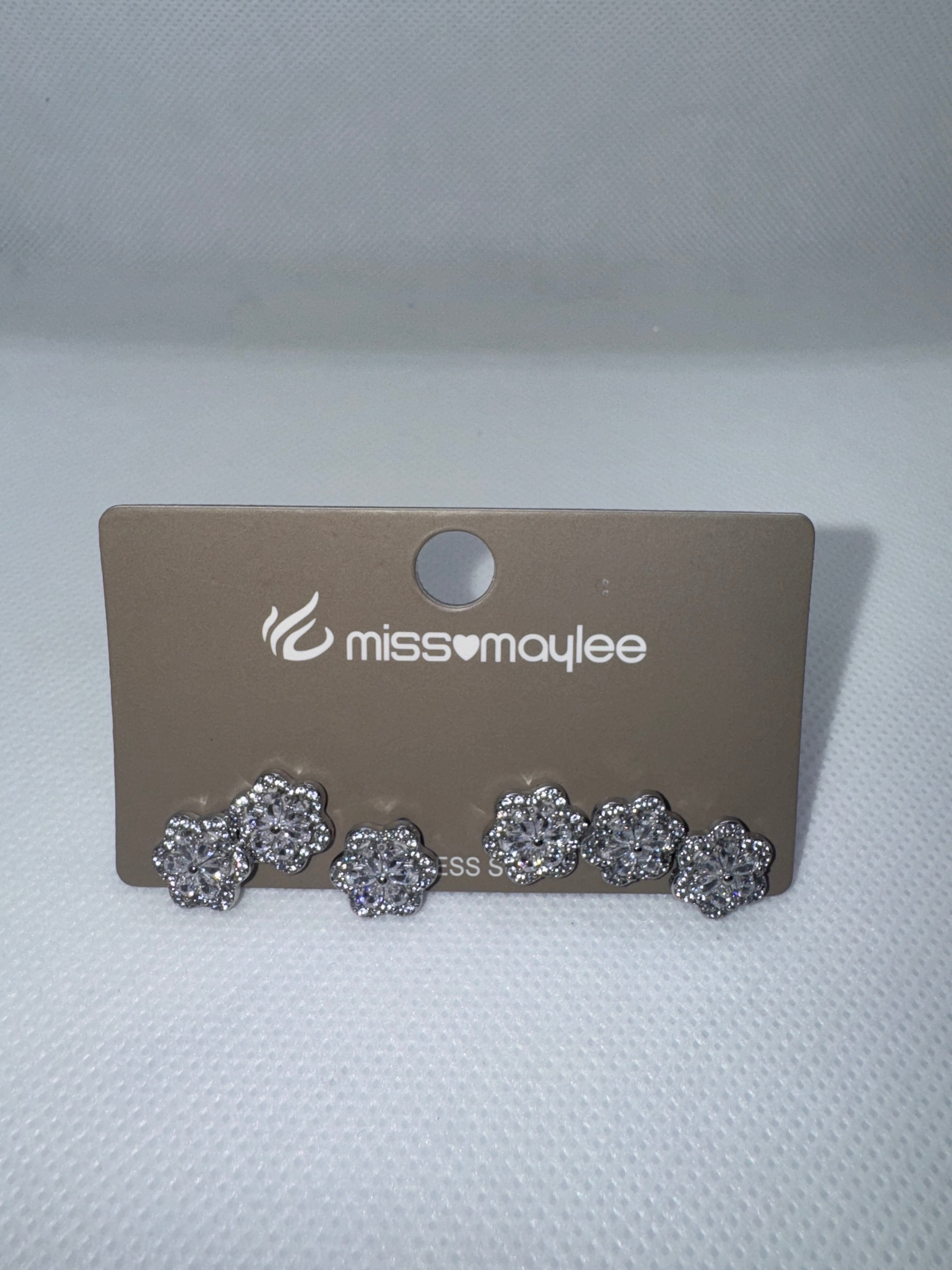 Set orecchini con rosa piccola argento