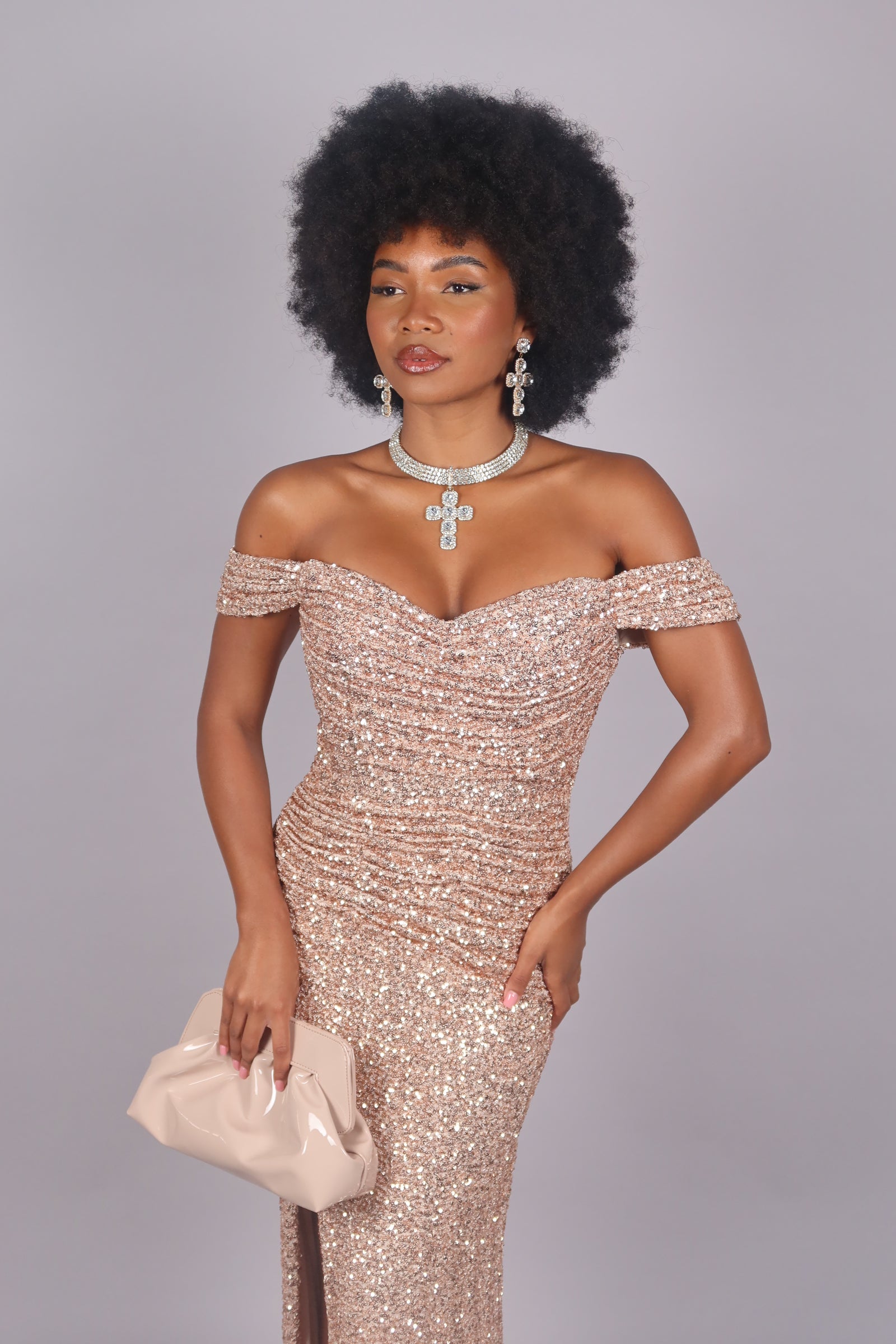 Collier con croce e brillantini argento