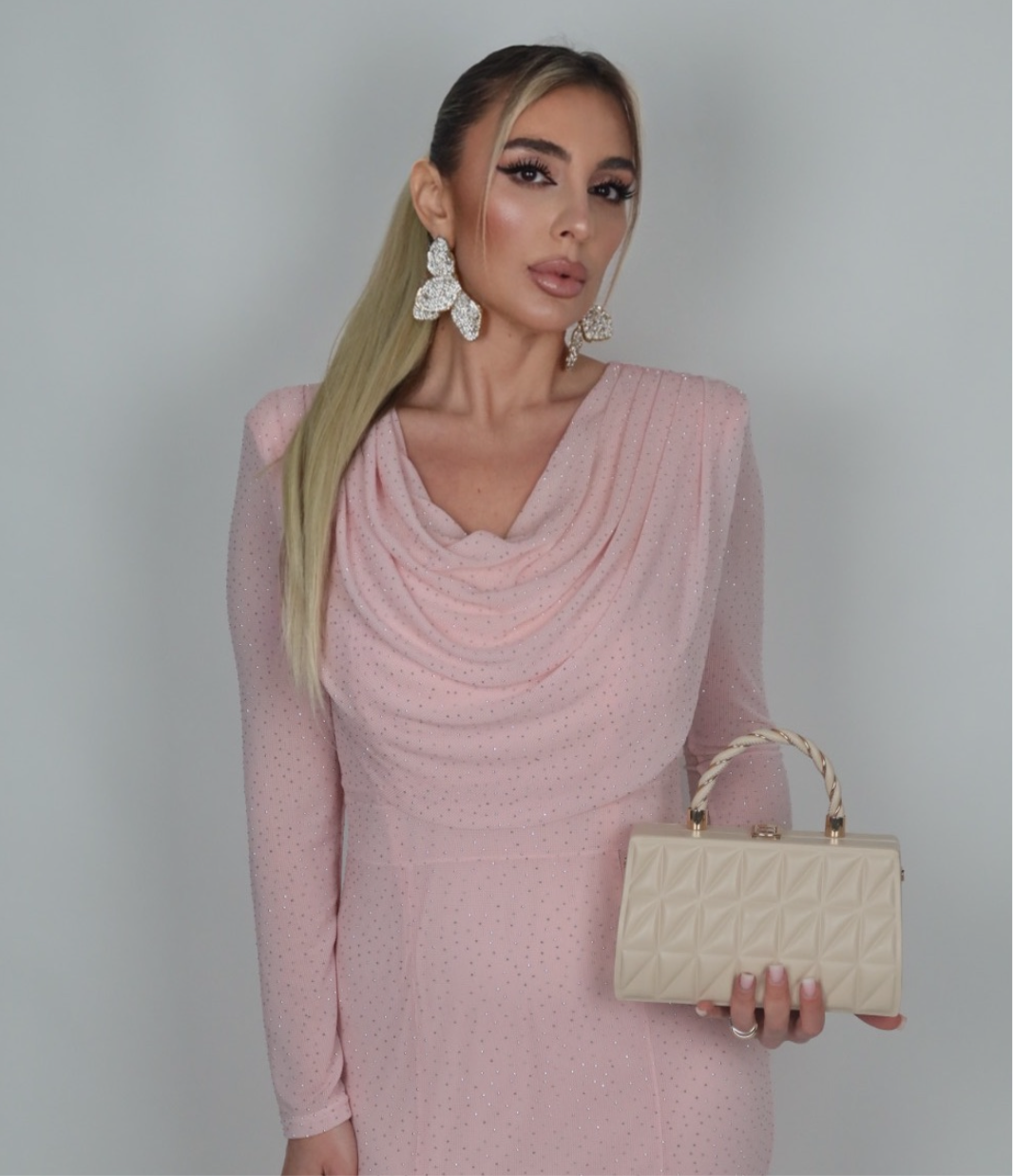 Orecchini mezzo fiore brillantinato