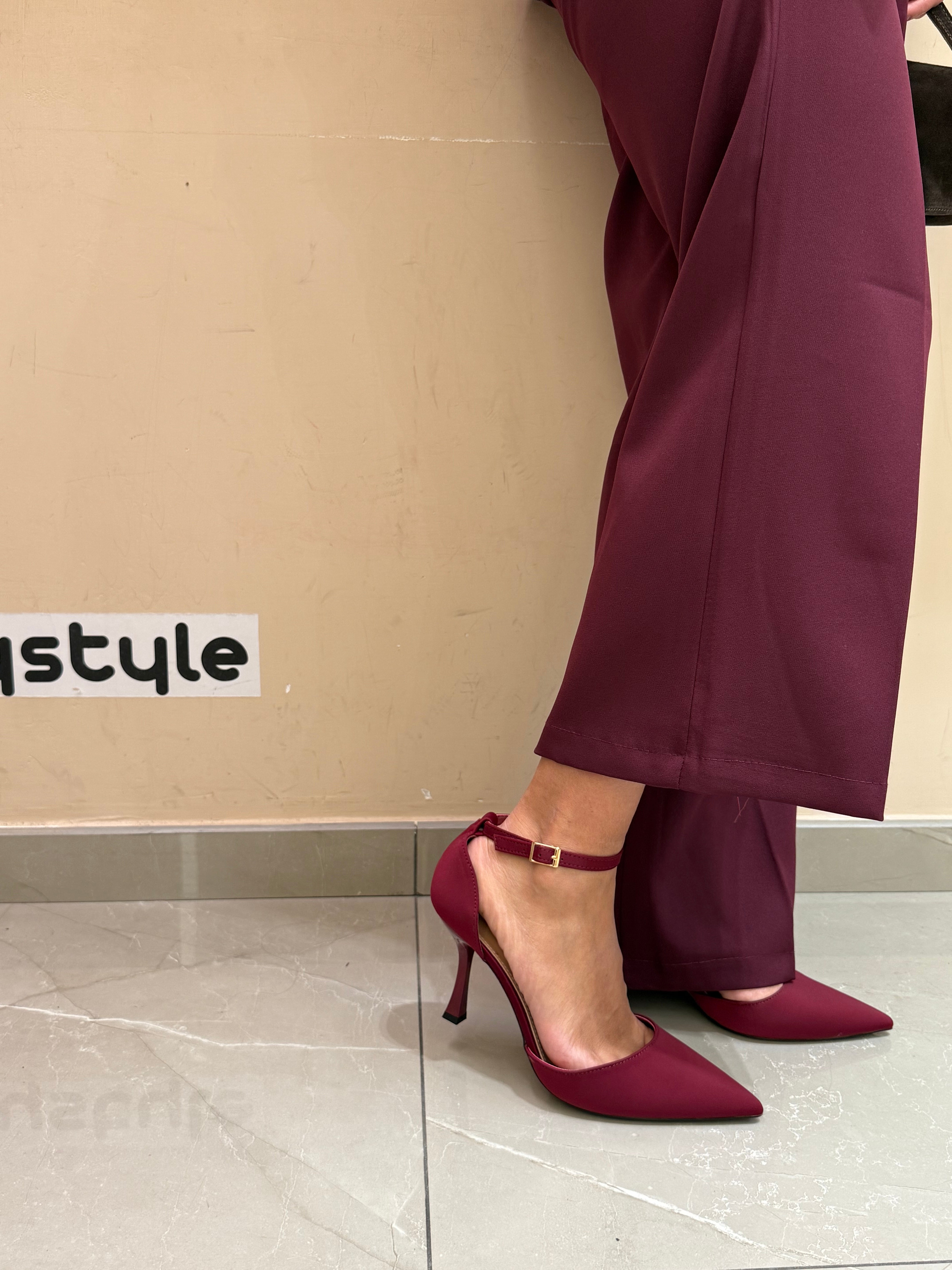 Décolleté Lidia raso bordeaux