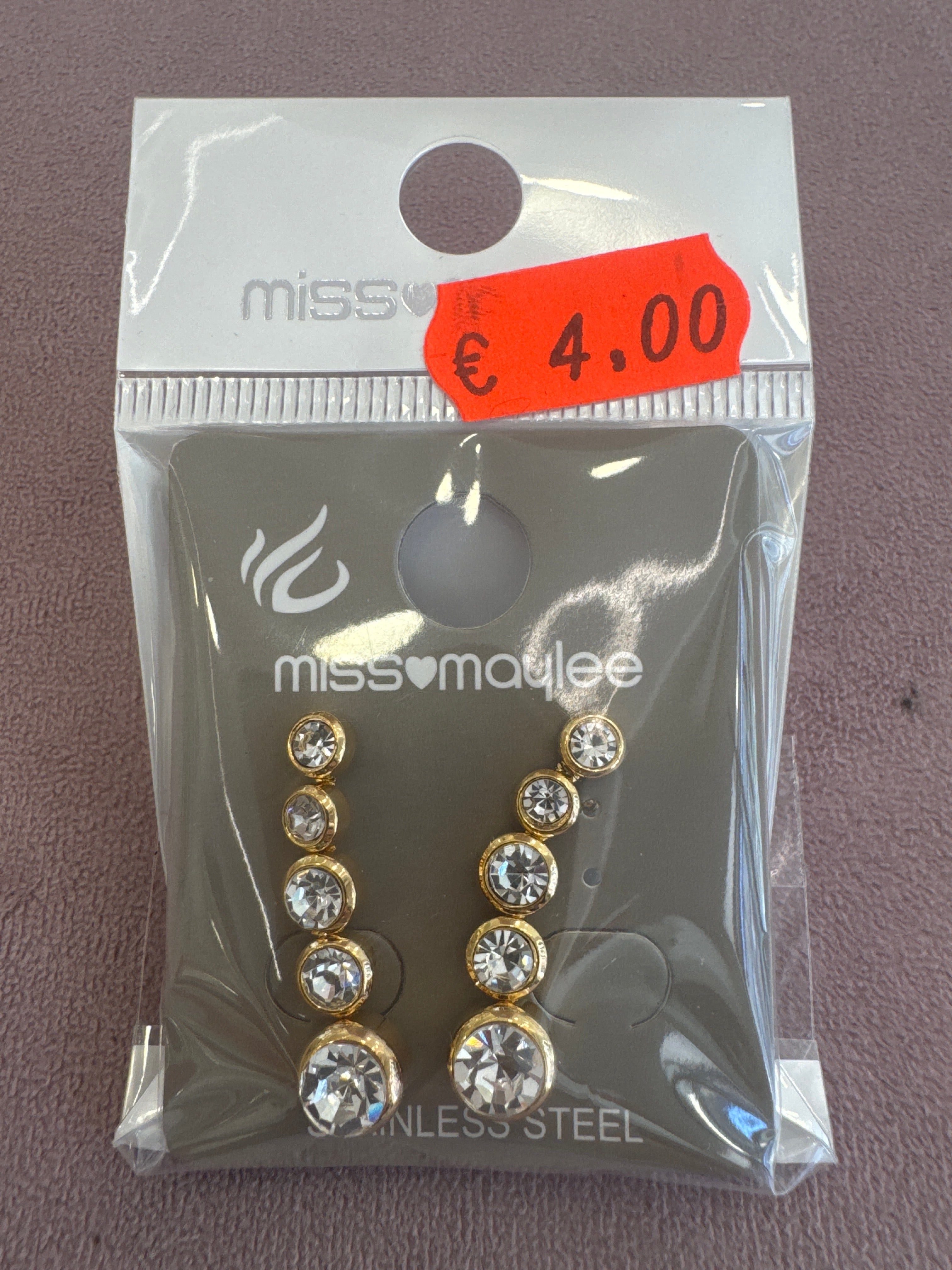 Orecchino con strass pendente argento