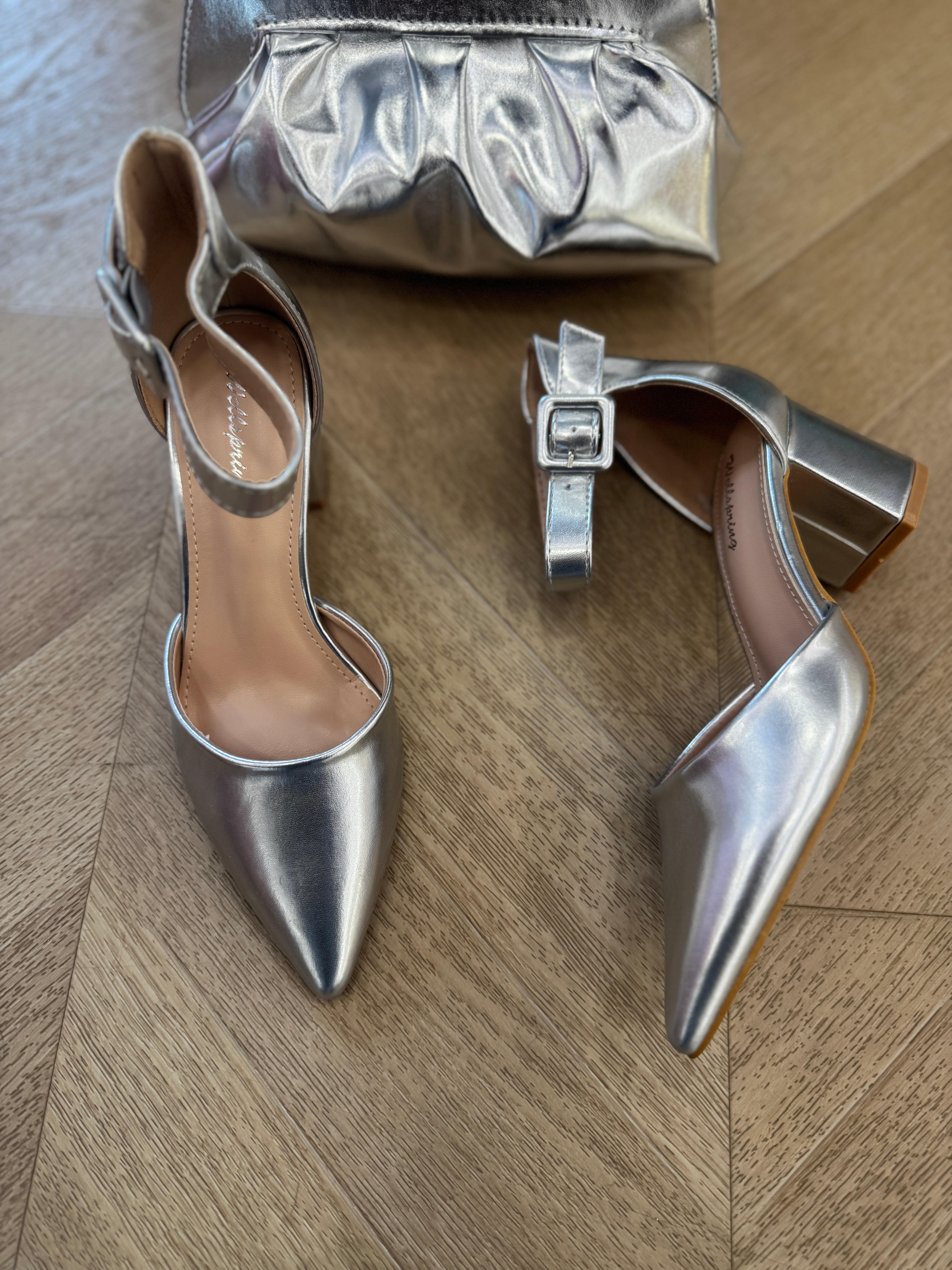 Décolleté Henry tacco quadrato silver
