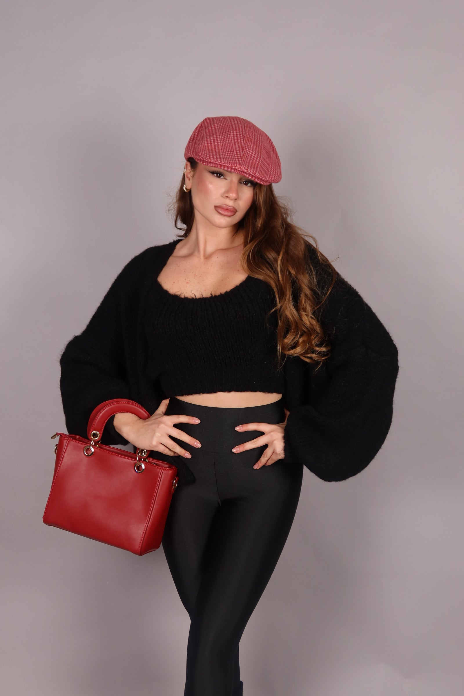 Cappello coppola a quadri in lana