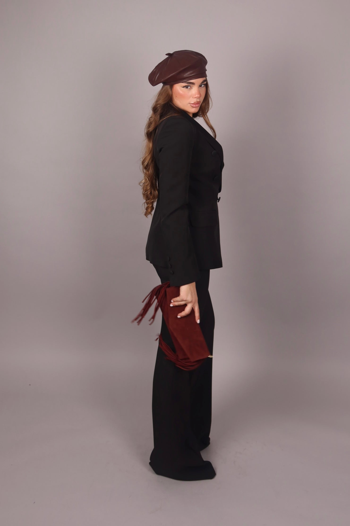 Pochette frange bordeaux