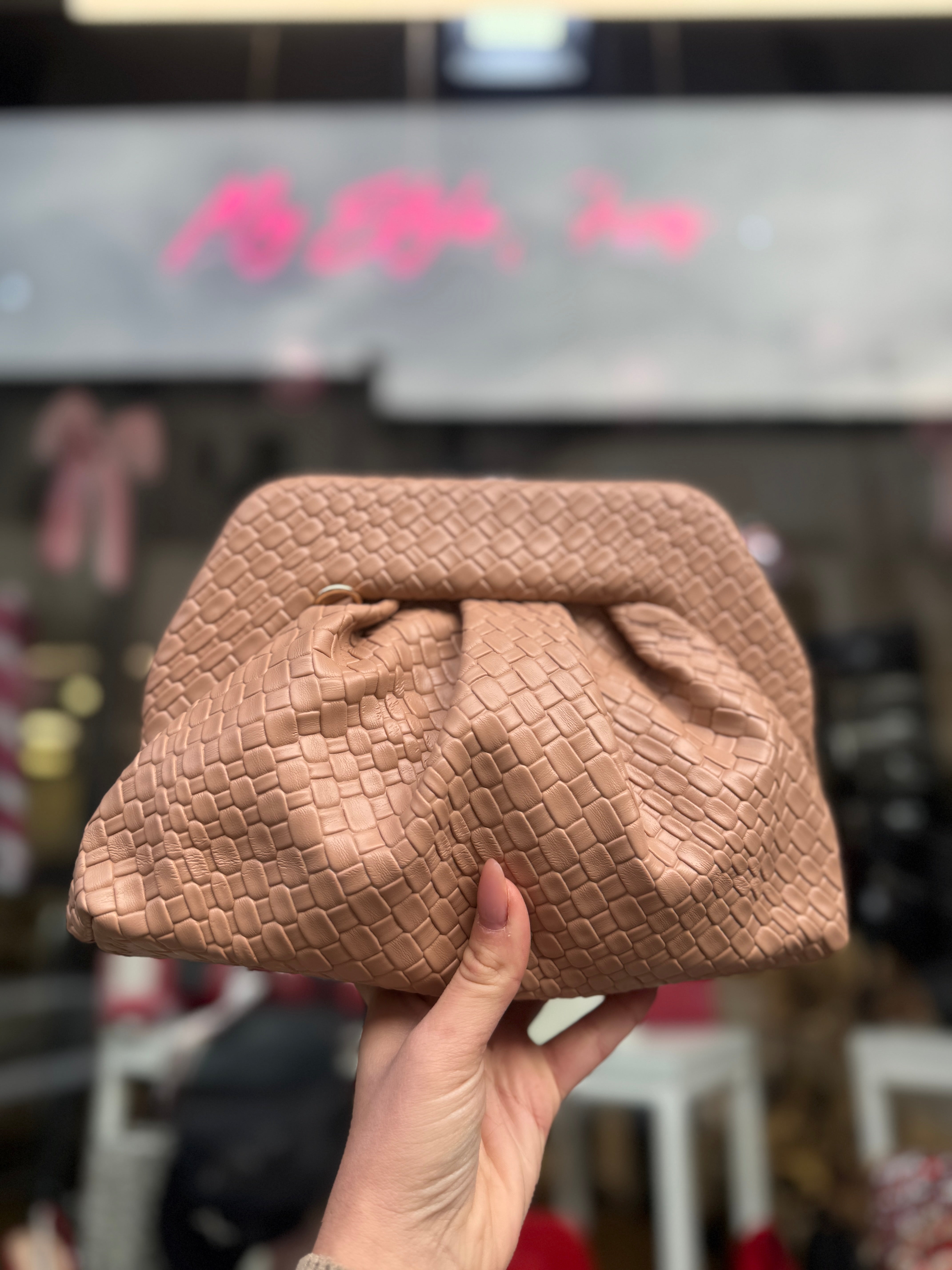 Pochette pouch nude in pelle