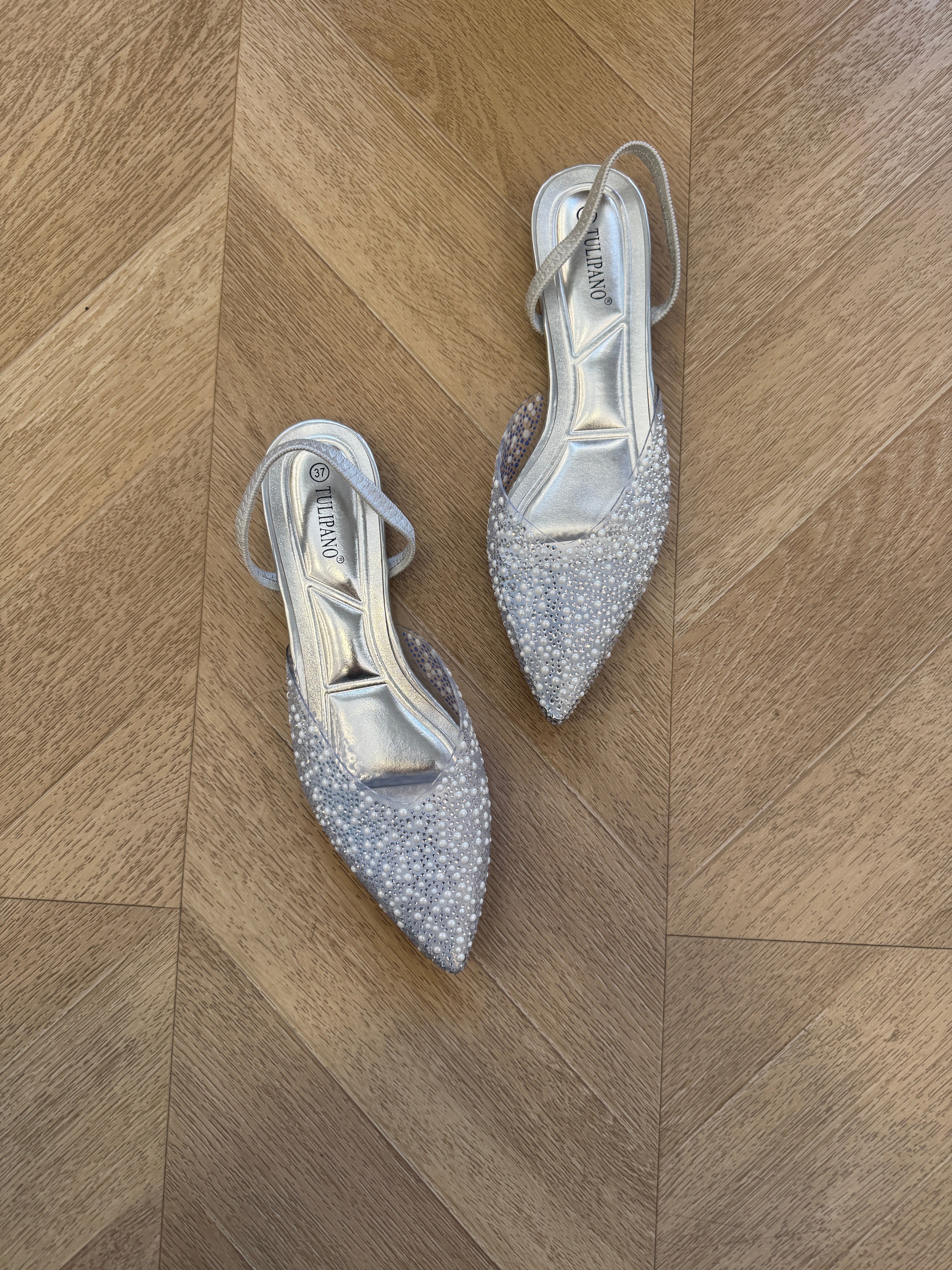 Sabot Violet con punta micro cristalli e perline silver