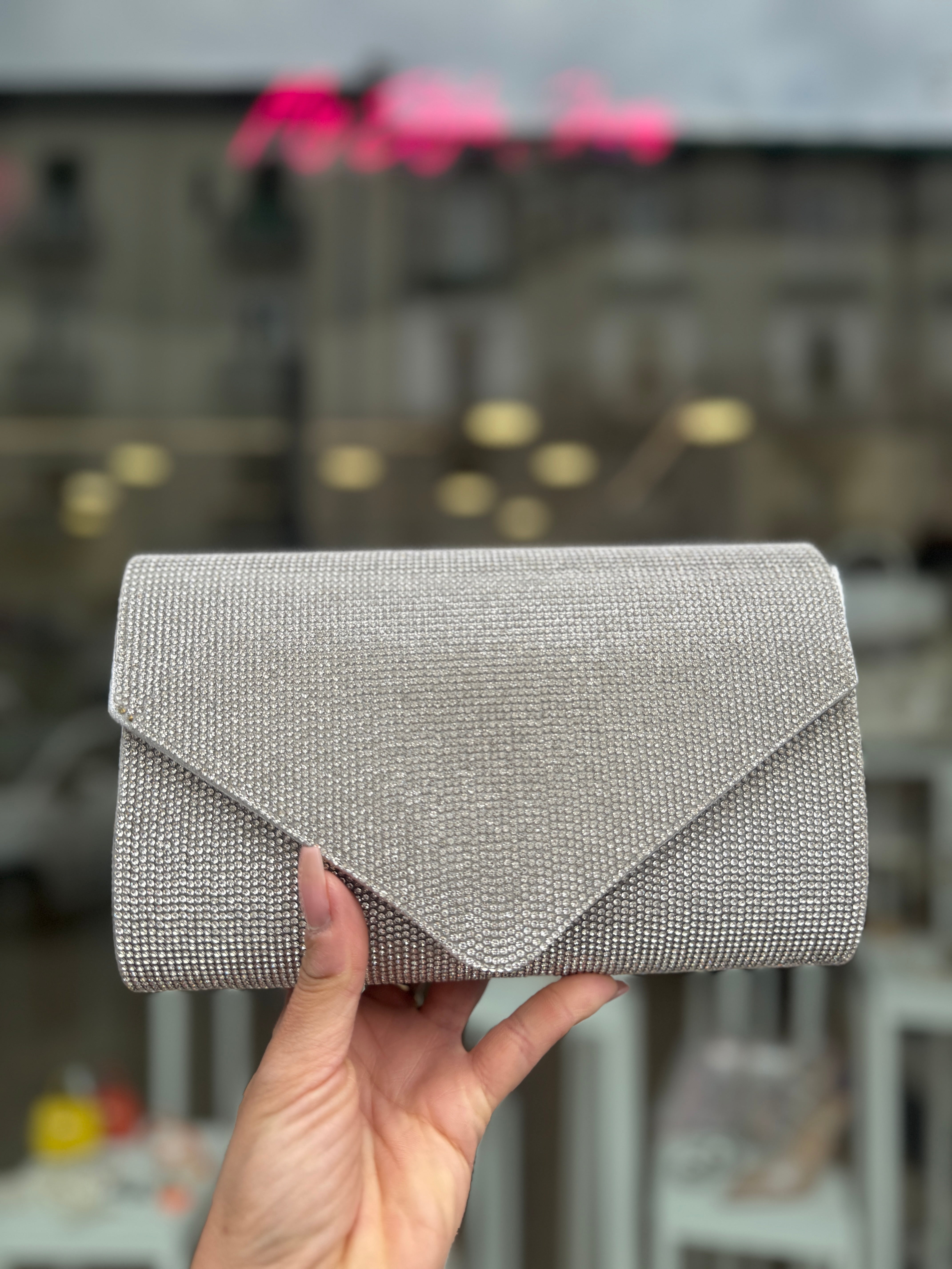 Pochette vegas brillantinata argento