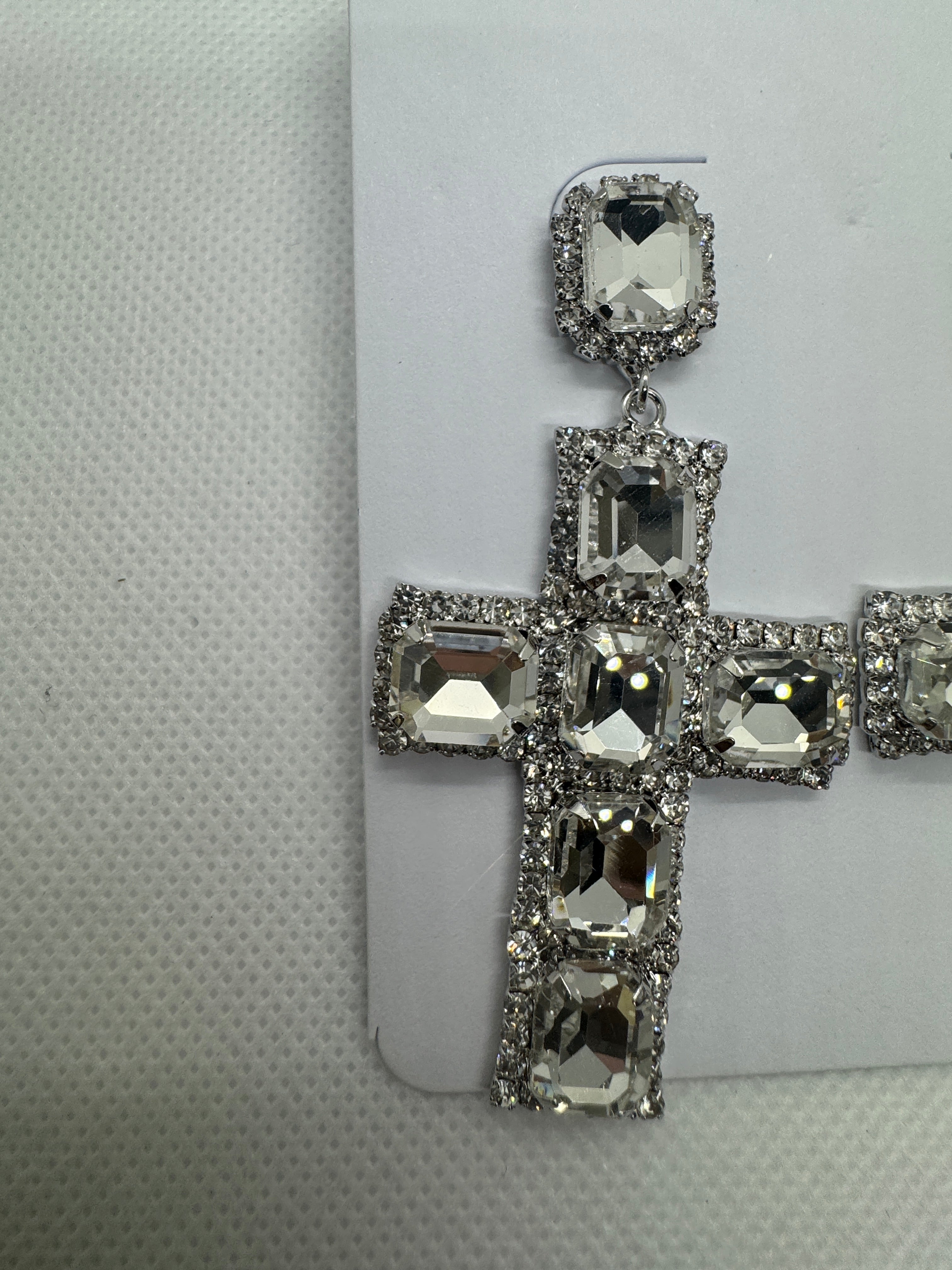 Orecchini croce con pietre grandi argento