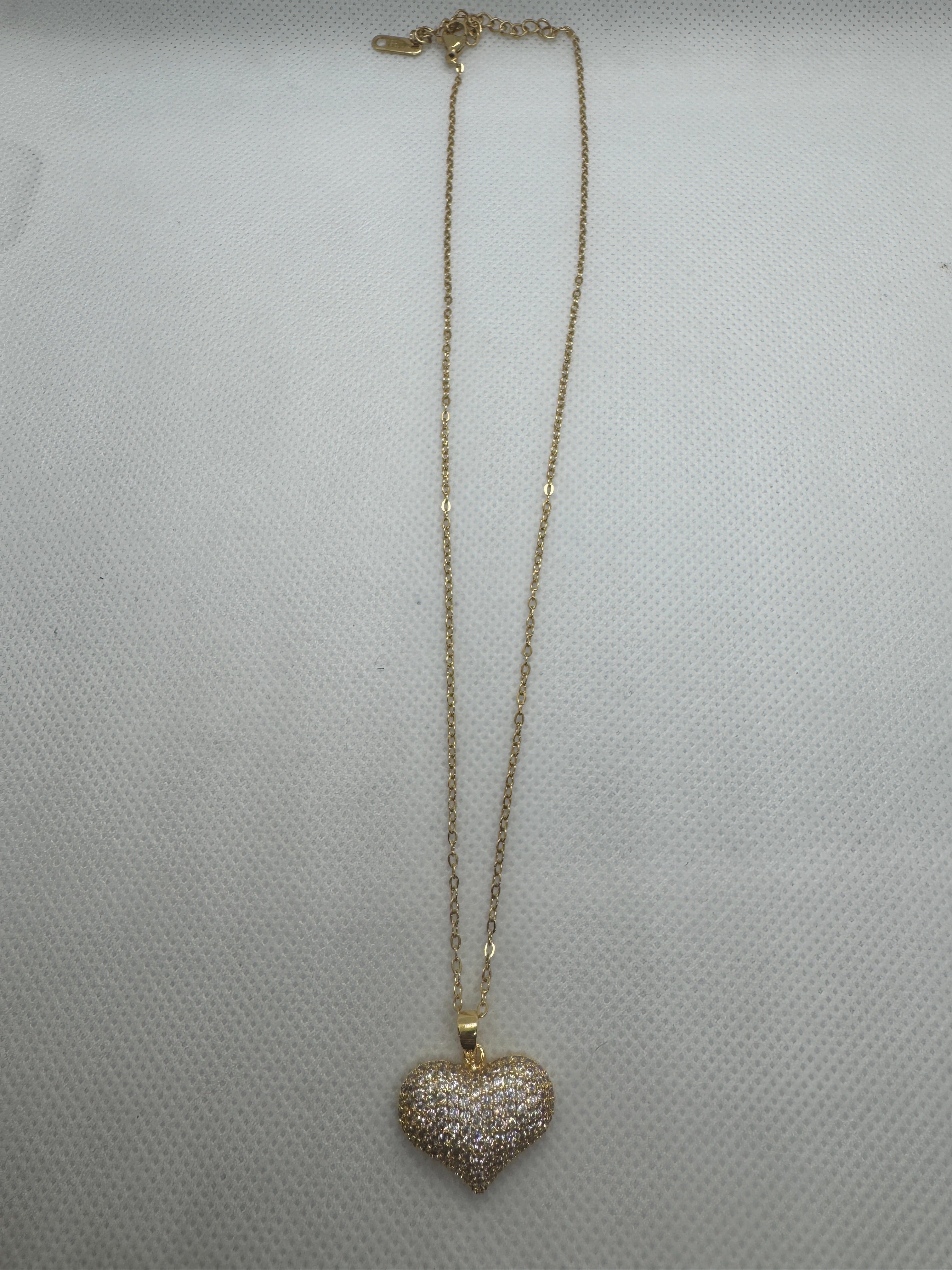 Collana cuore con strass oro
