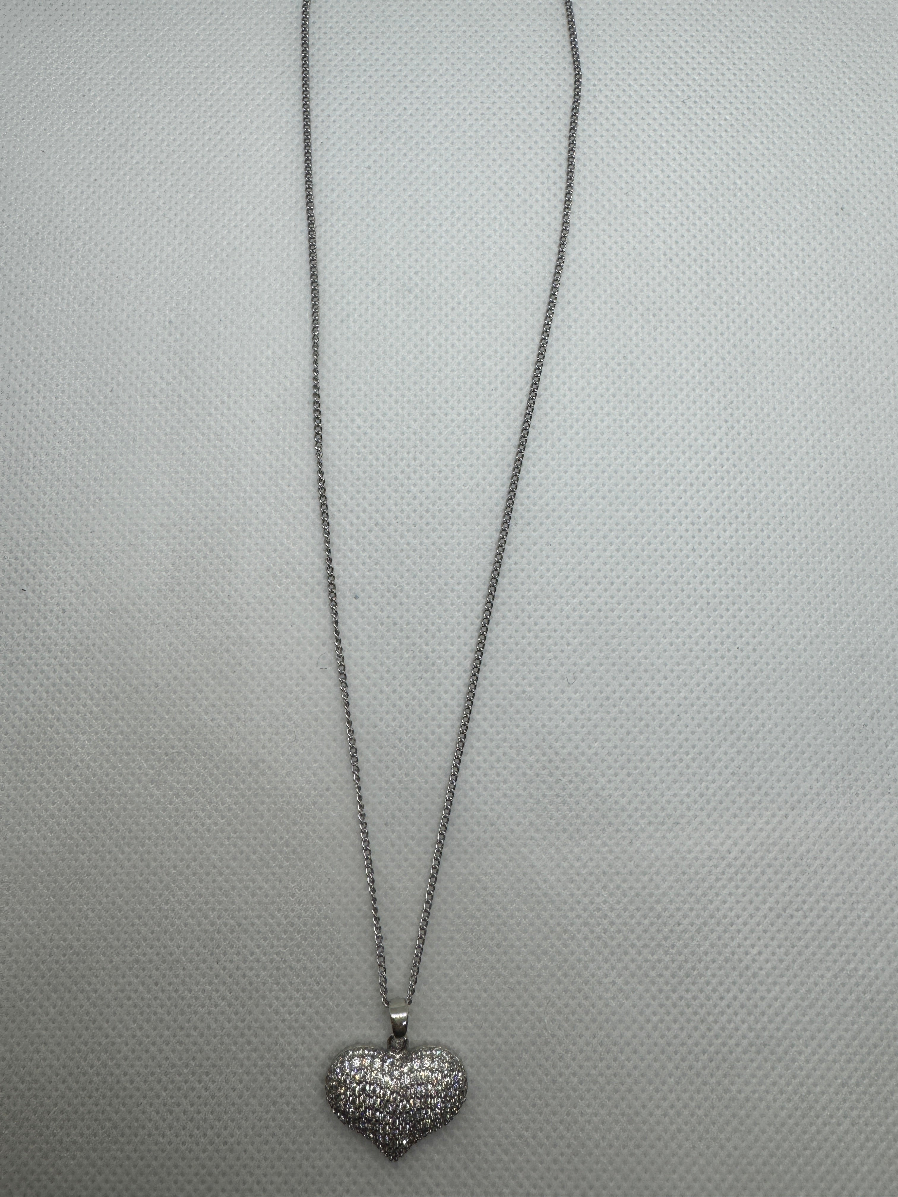 Collana cuore con strass argento