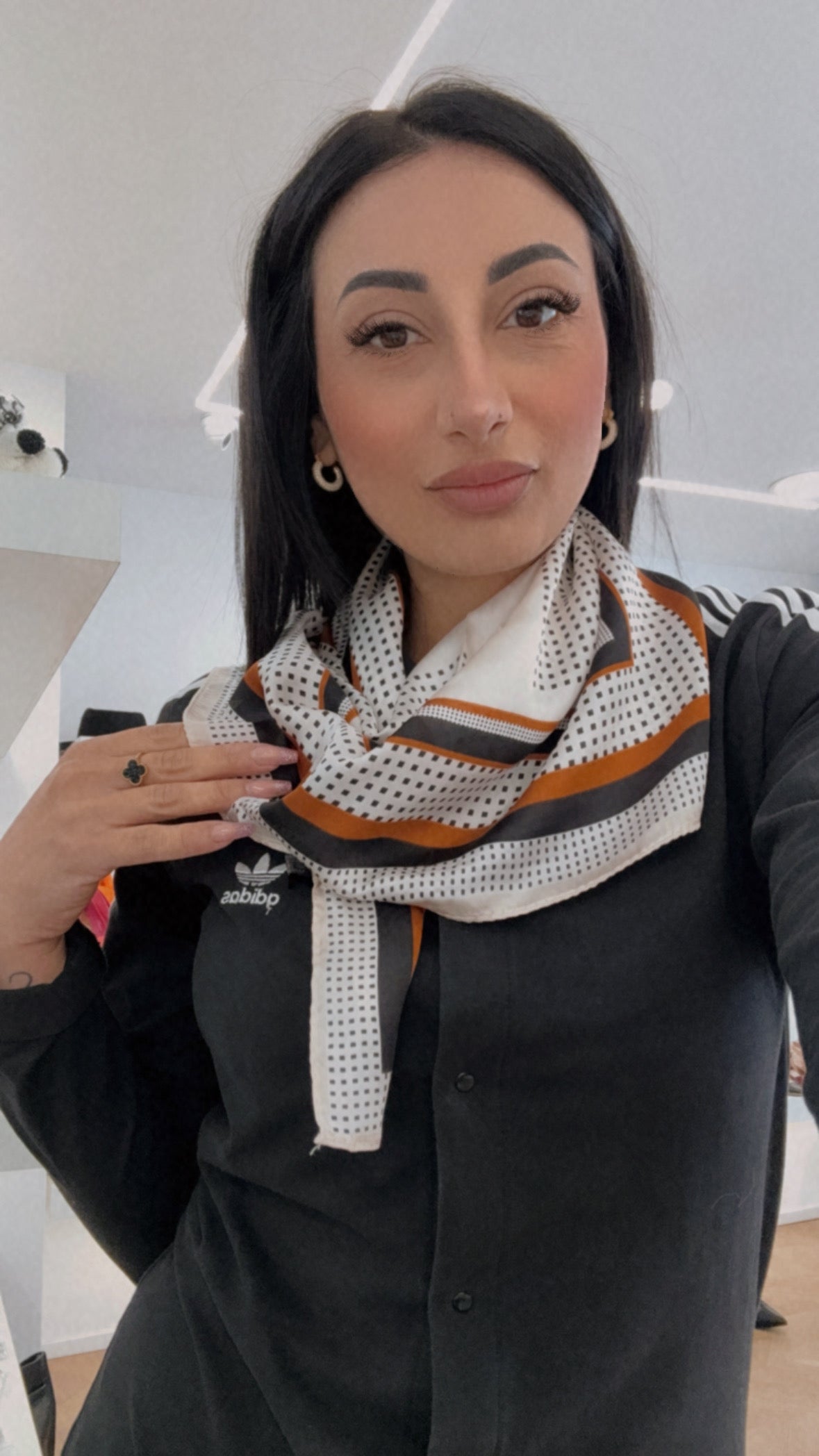 Foulard fantasia beige/nero